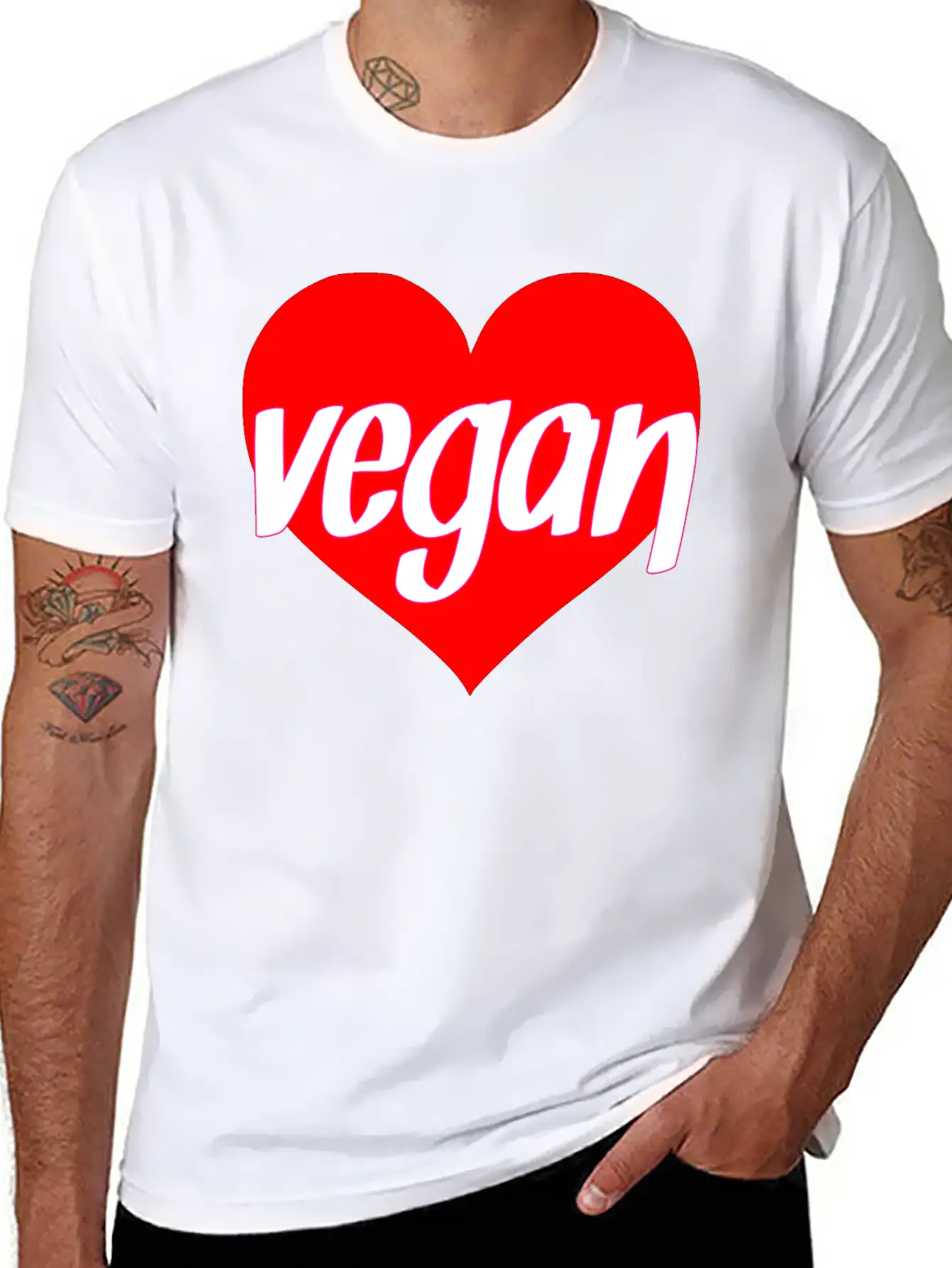 Vegan Heart Love Vegan Gift Idea Stylish Everyday T-Shirt – Unisex Basic Cotton Tee