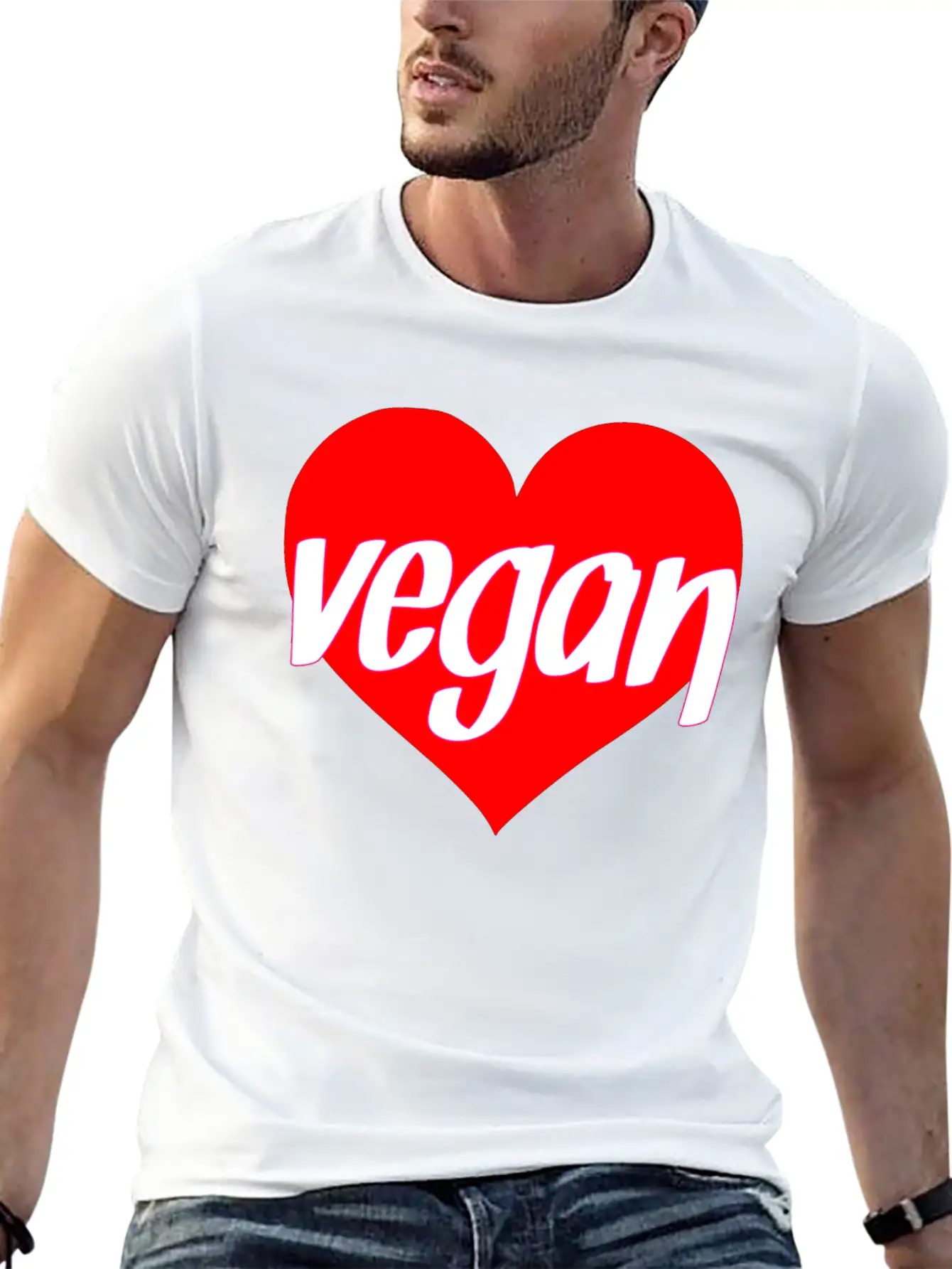 Vegan Heart Love Vegan Gift Idea Stylish Everyday T-Shirt – Unisex Basic Cotton Tee