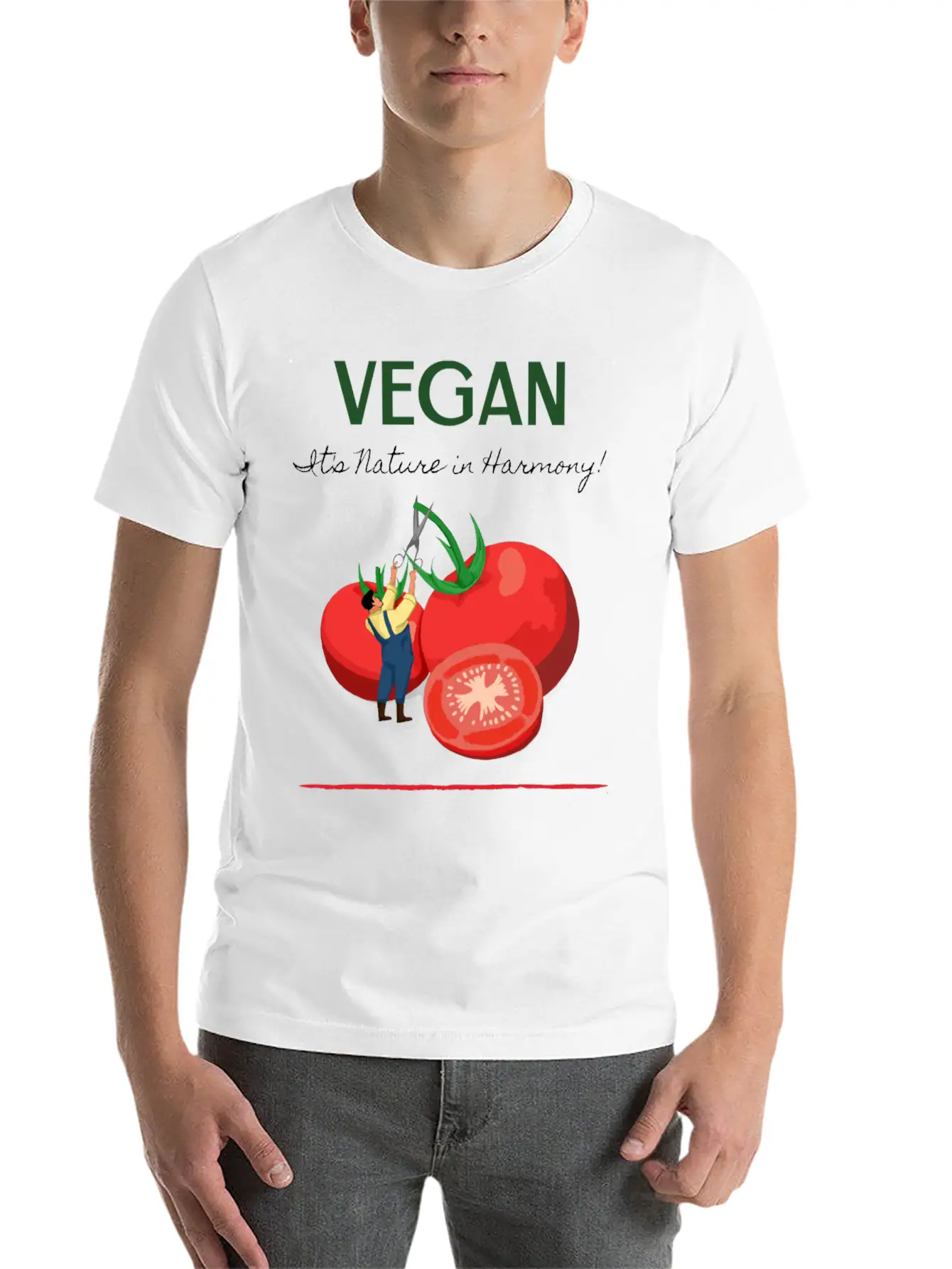 Vegan It's Nature In Harmony Basic Graphic T-Shirt – Daily Comfort In Soft Cotton