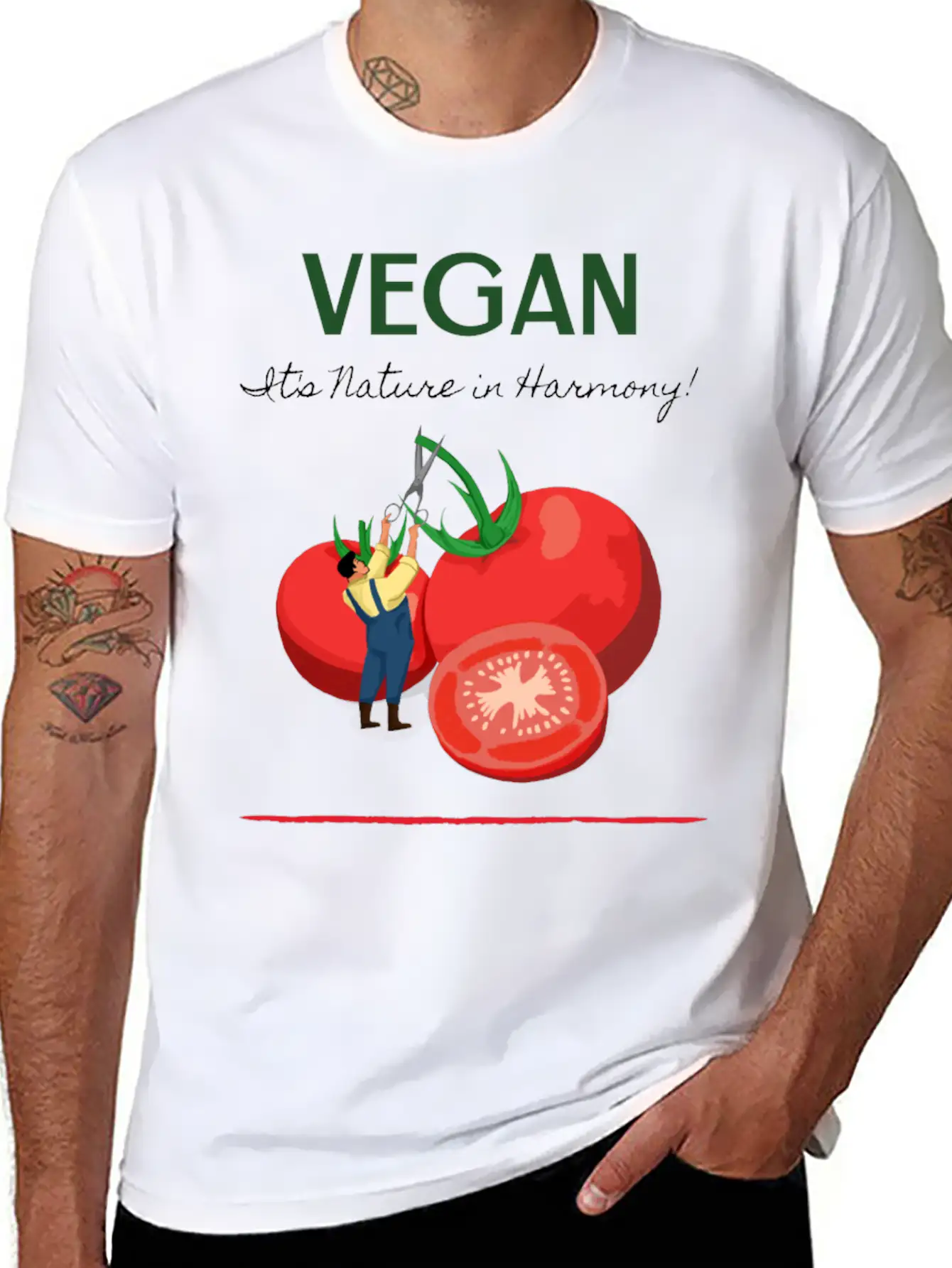 Vegan It's Nature In Harmony Basic Graphic T-Shirt – Daily Comfort In Soft Cotton