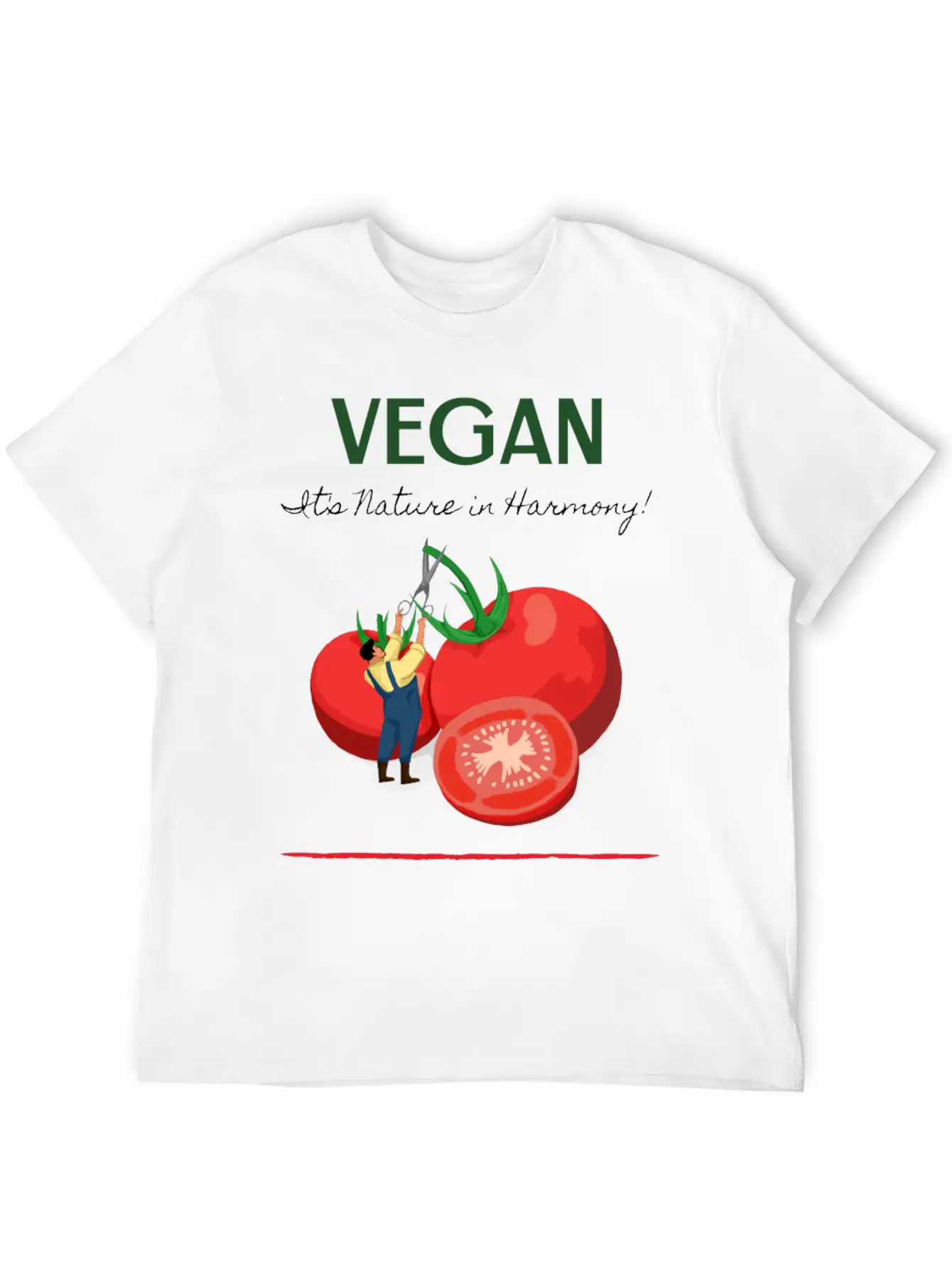 Vegan It's Nature In Harmony Basic Graphic T-Shirt – Daily Comfort In Soft Cotton