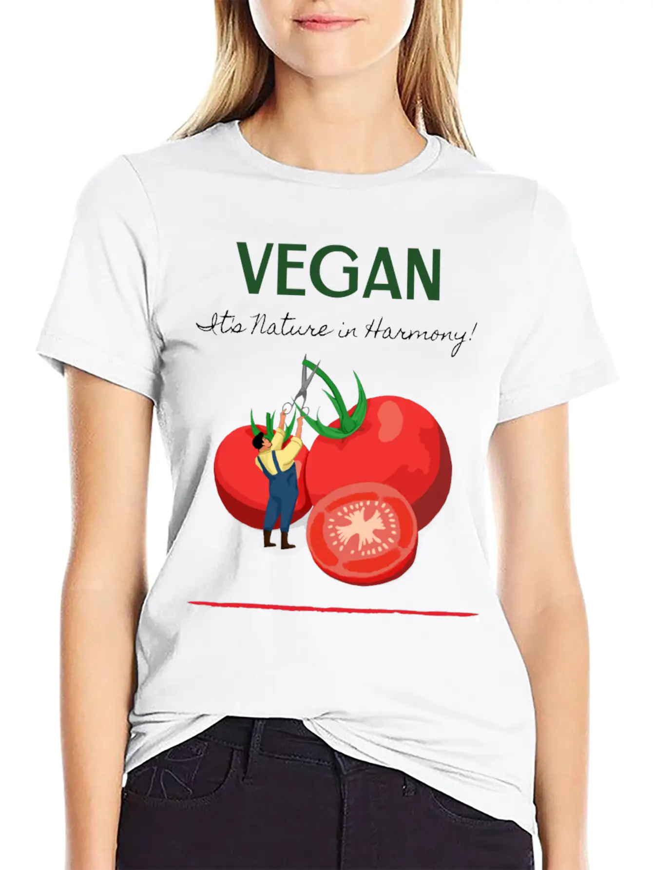 Vegan It's Nature In Harmony Basic Graphic T-Shirt – Daily Comfort In Soft Cotton