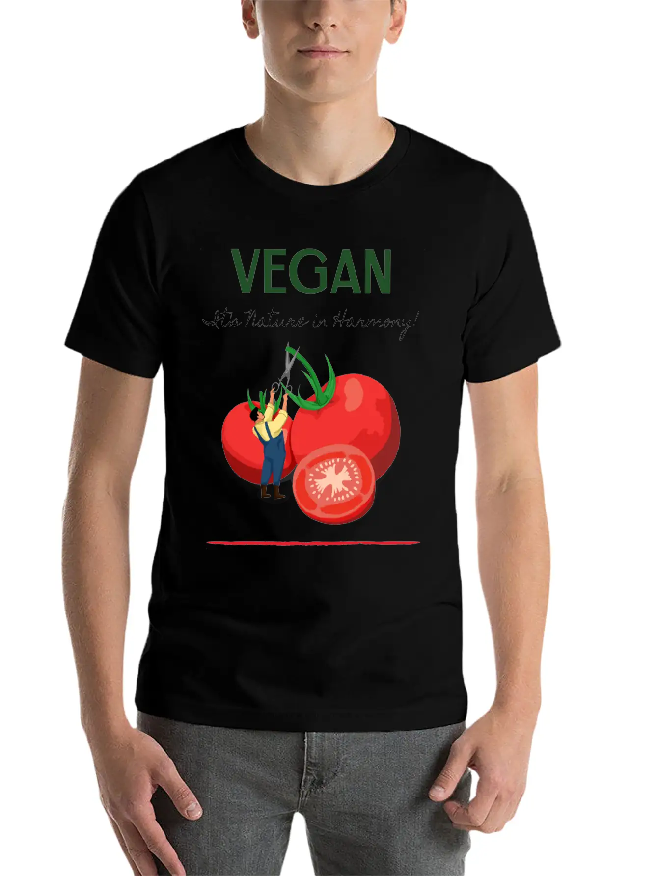 Vegan It's Nature In Harmony Basic Graphic T-Shirt – Daily Comfort In Soft Cotton