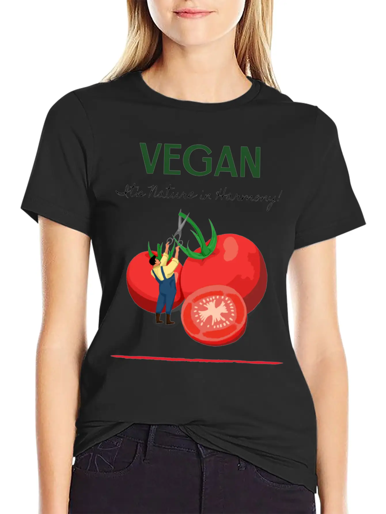 Vegan It's Nature In Harmony Basic Graphic T-Shirt – Daily Comfort In Soft Cotton