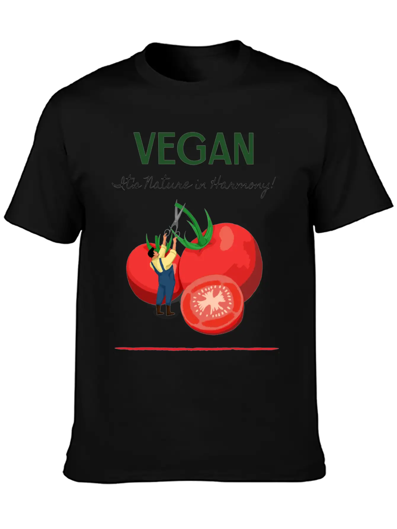 Vegan It's Nature In Harmony Basic Graphic T-Shirt – Daily Comfort In Soft Cotton