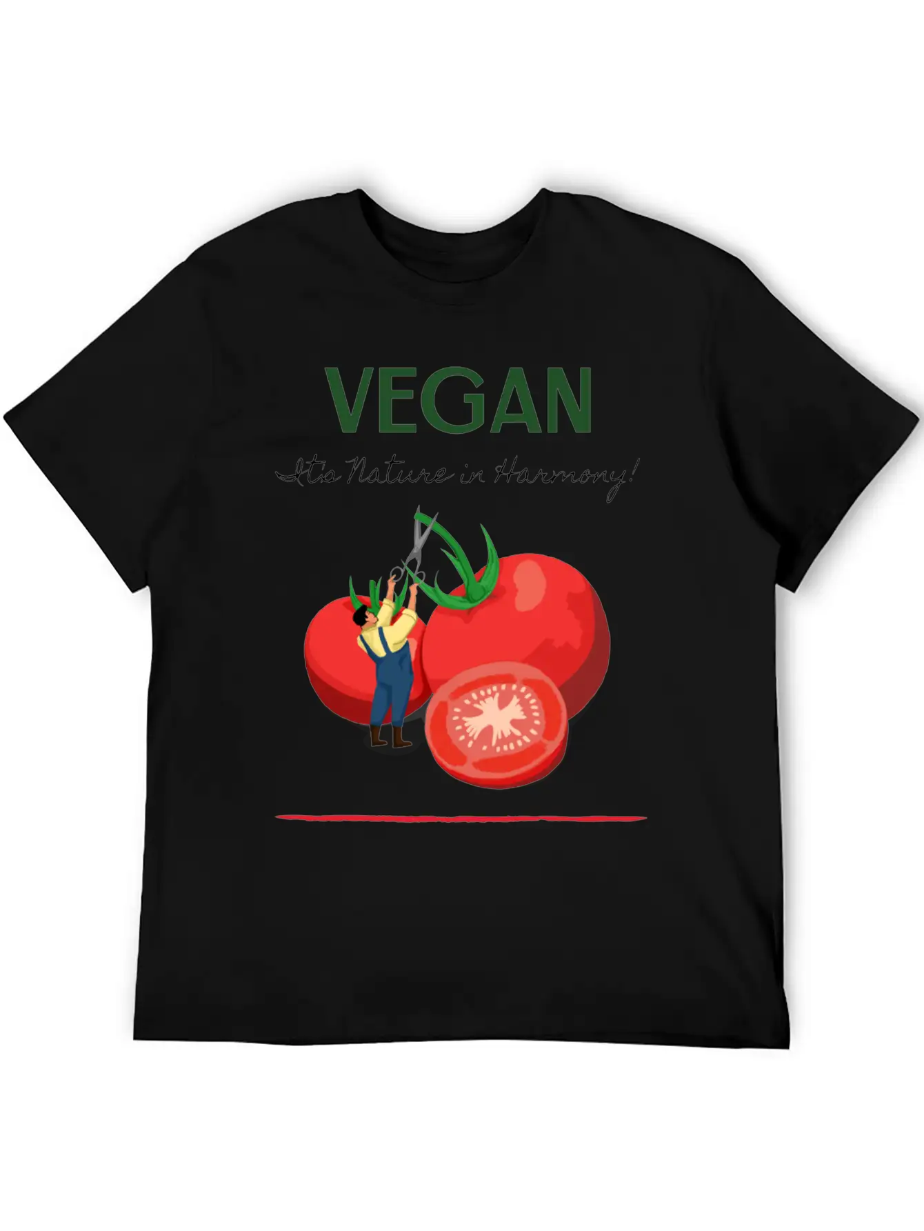 Vegan It's Nature In Harmony Basic Graphic T-Shirt – Daily Comfort In Soft Cotton