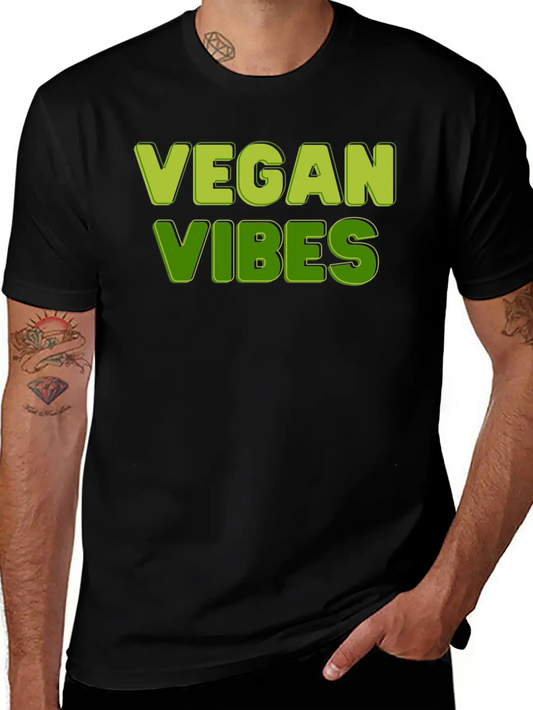 Vegan Vibes In Greens | Funky Vegan Design Comfortable Minimalist Graphic Tee – Summer Style Essential