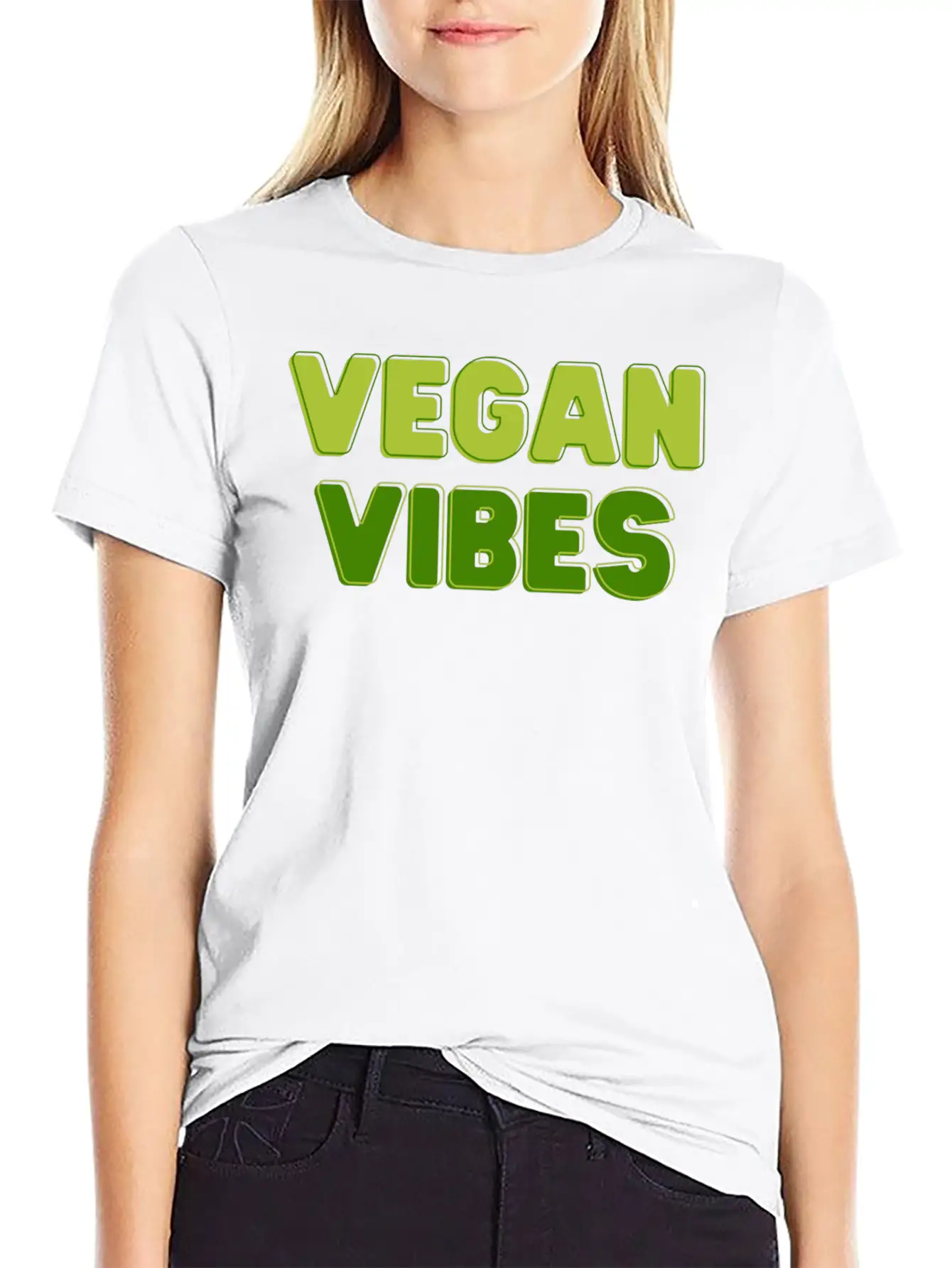 Vegan Vibes In Greens | Funky Vegan Design Comfortable Minimalist Graphic Tee – Summer Style Essential
