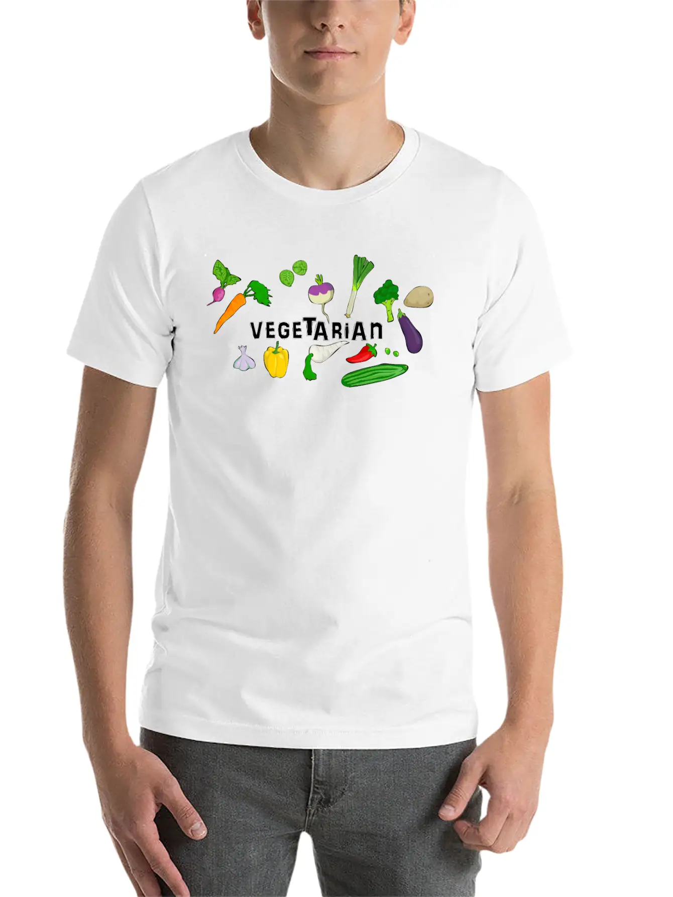 Vegetarian Logo Stylish Everyday T-Shirt – Unisex Basic Cotton Tee