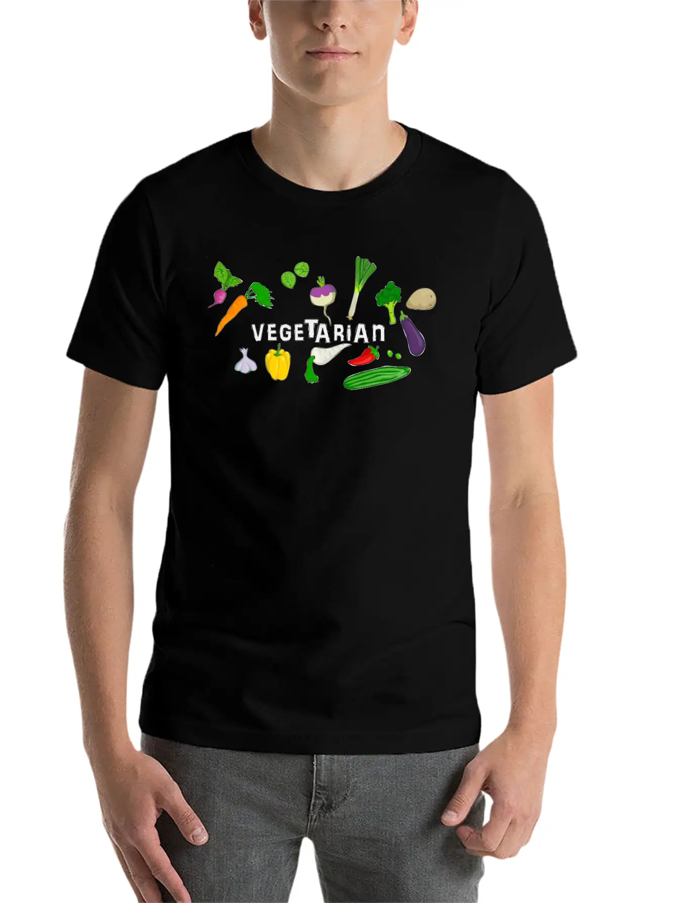 Vegetarian Logo Stylish Everyday T-Shirt – Unisex Basic Cotton Tee