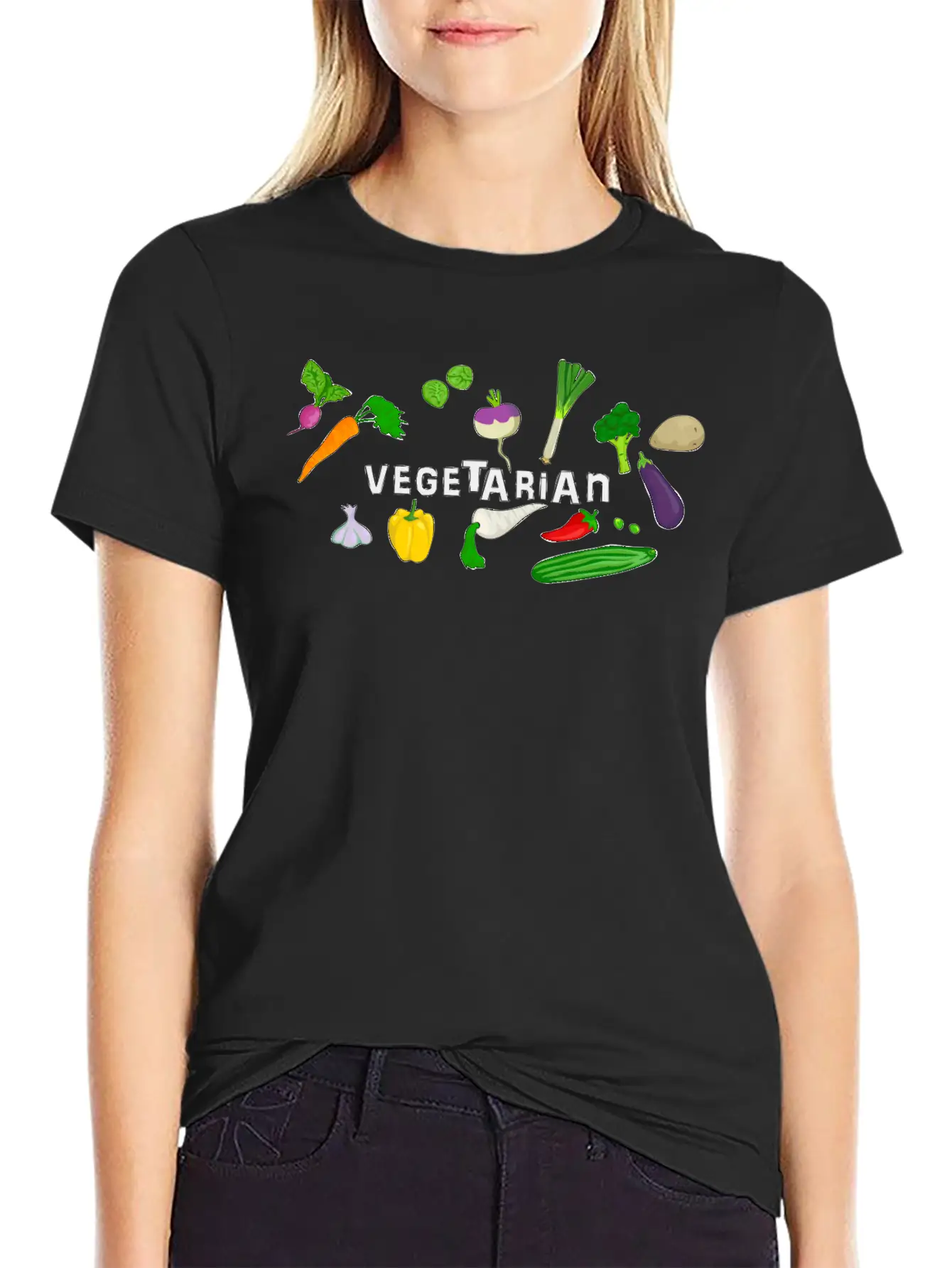 Vegetarian Logo Stylish Everyday T-Shirt – Unisex Basic Cotton Tee