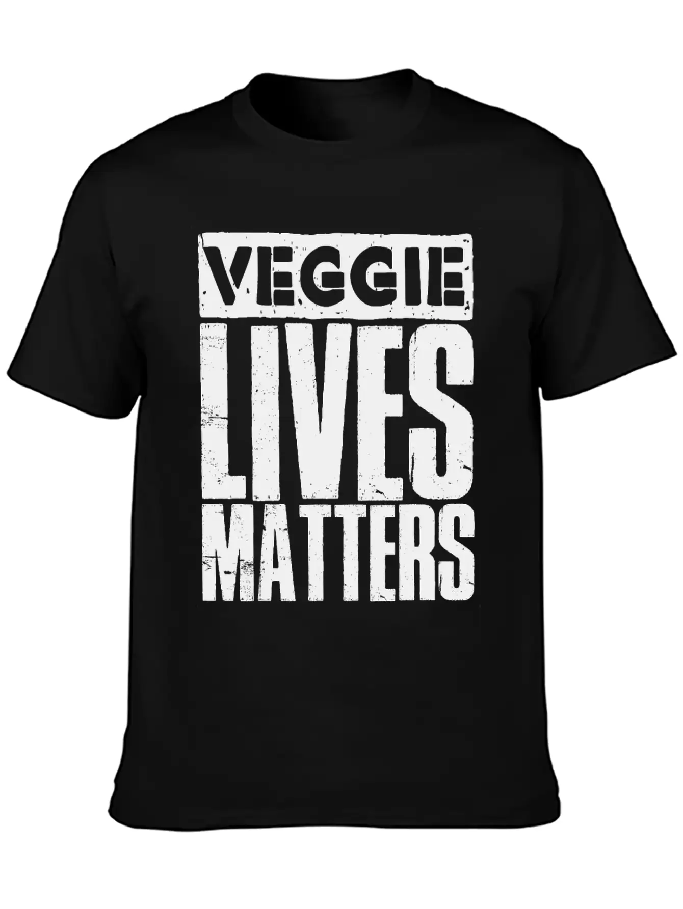 Veggie Lives Matters Distorted Stylish Everyday T-Shirt – Unisex Basic Cotton Tee