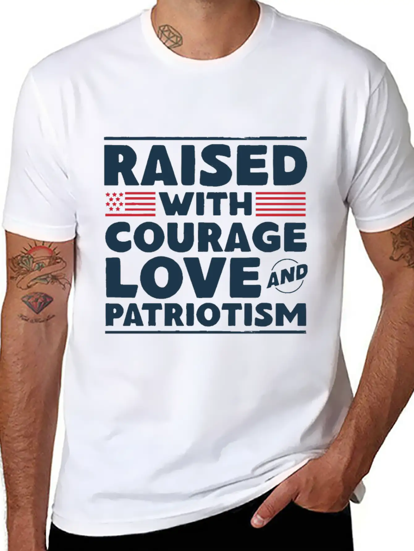 Veteran Child Raised With Courage Love Basic Graphic T-Shirt – Daily Comfort In Soft Cotton