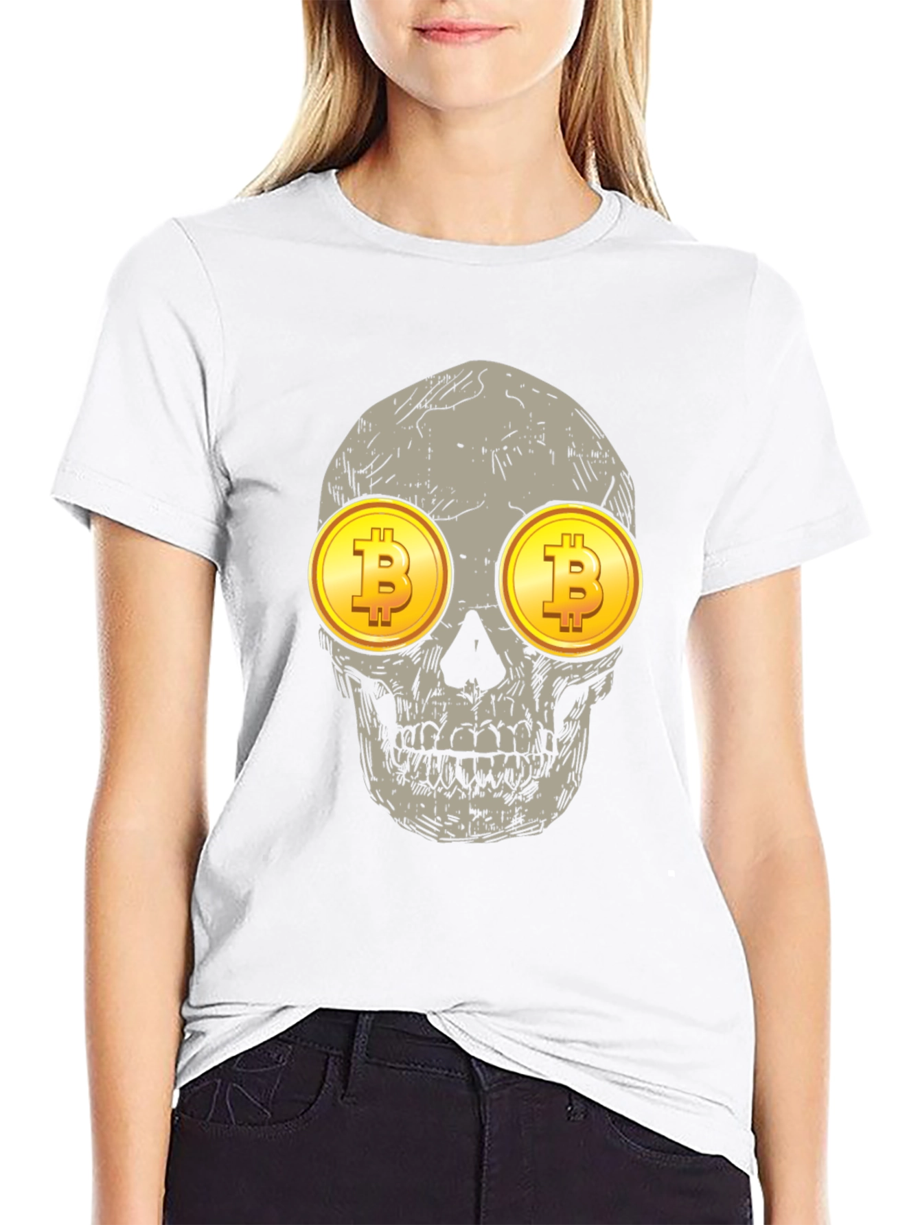 Bitcoin Skull Graphic Tee - Crypto Investor Shirt