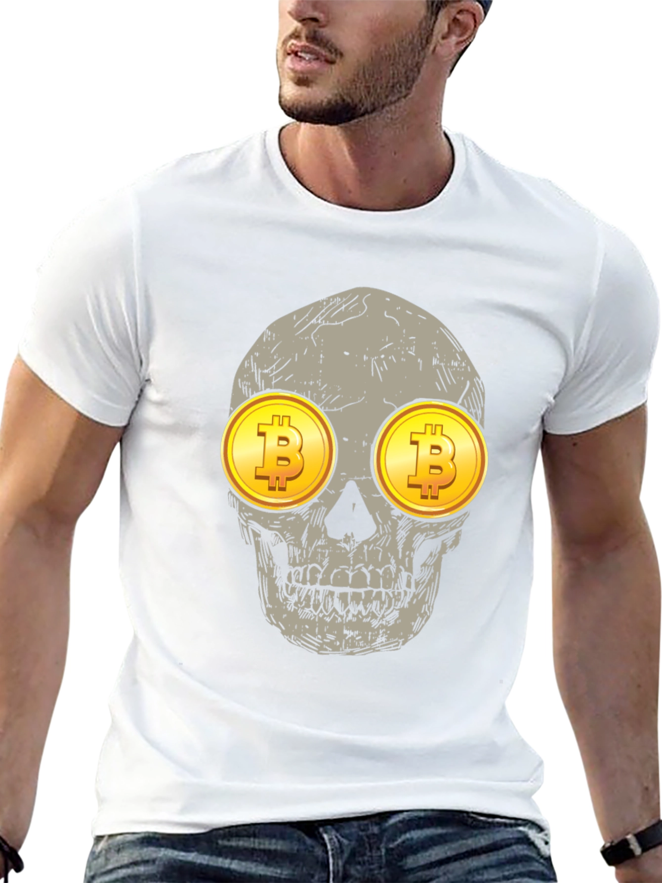 Bitcoin Skull Graphic Tee - Crypto Investor Shirt