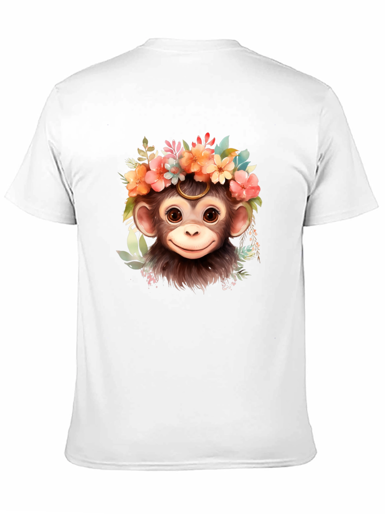 Monkey Flower Crown T-Shirt: Cute Animal Tee
