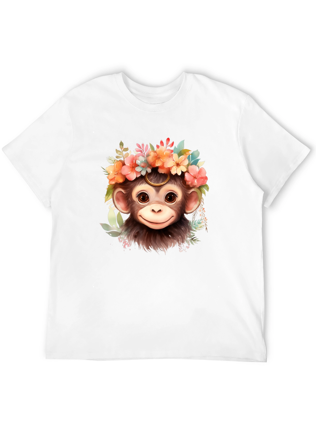 Monkey Flower Crown T-Shirt: Cute Animal Tee