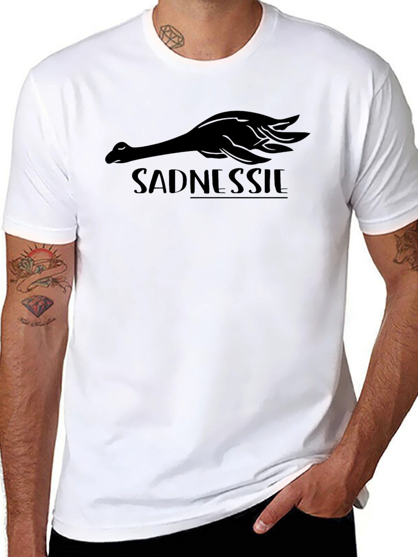 Sadnessie Black Graphic Tee - Loch Ness Monster Inspired