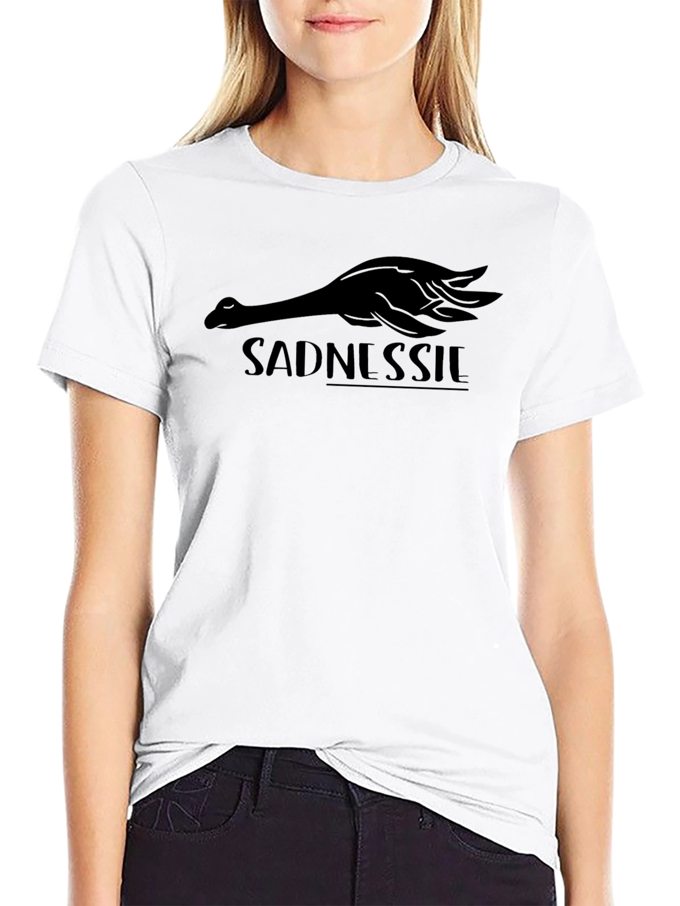 Sadnessie Black Graphic Tee - Loch Ness Monster Inspired