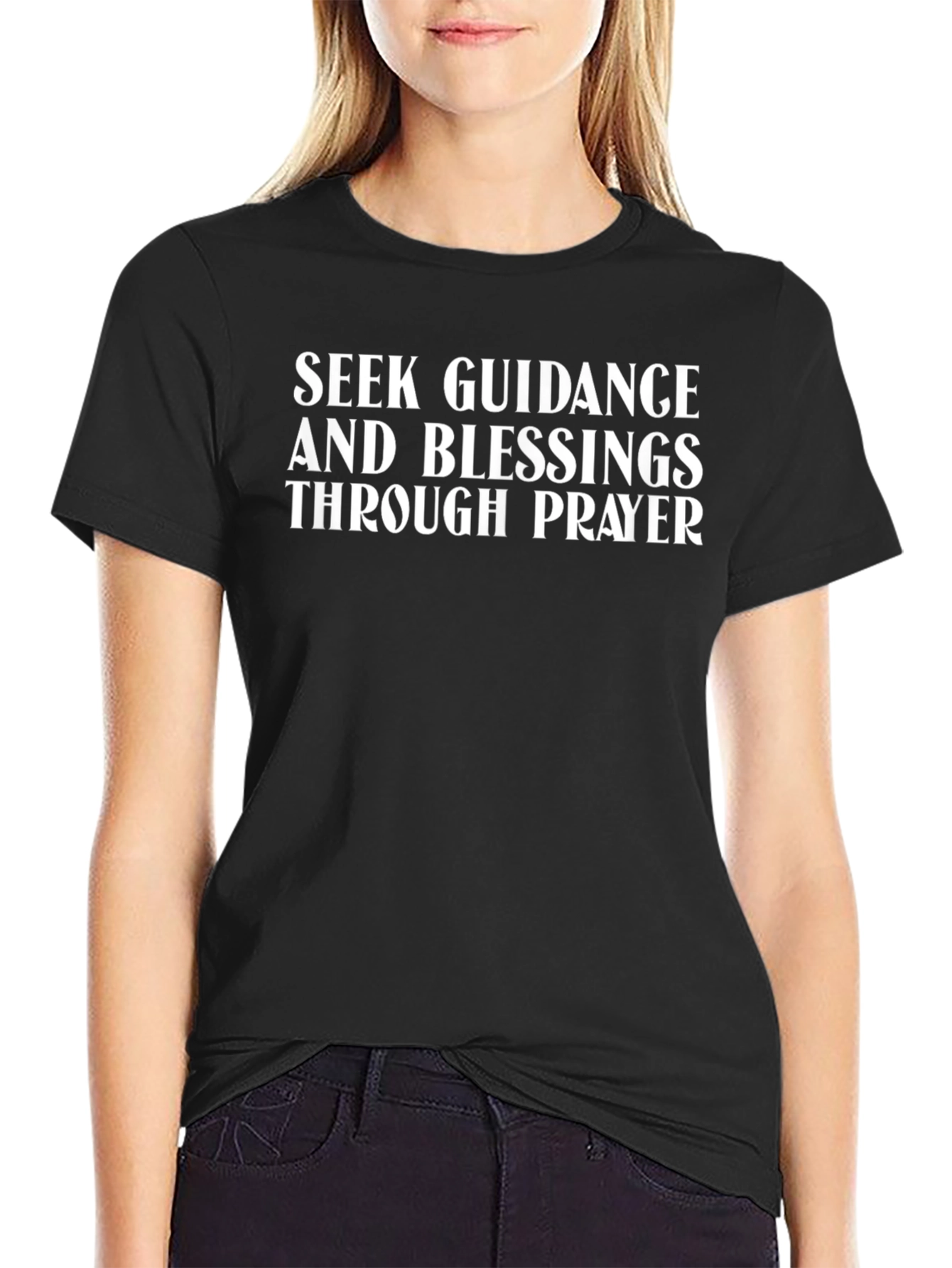 Seek Guidance & Blessings Black Cotton T-Shirt