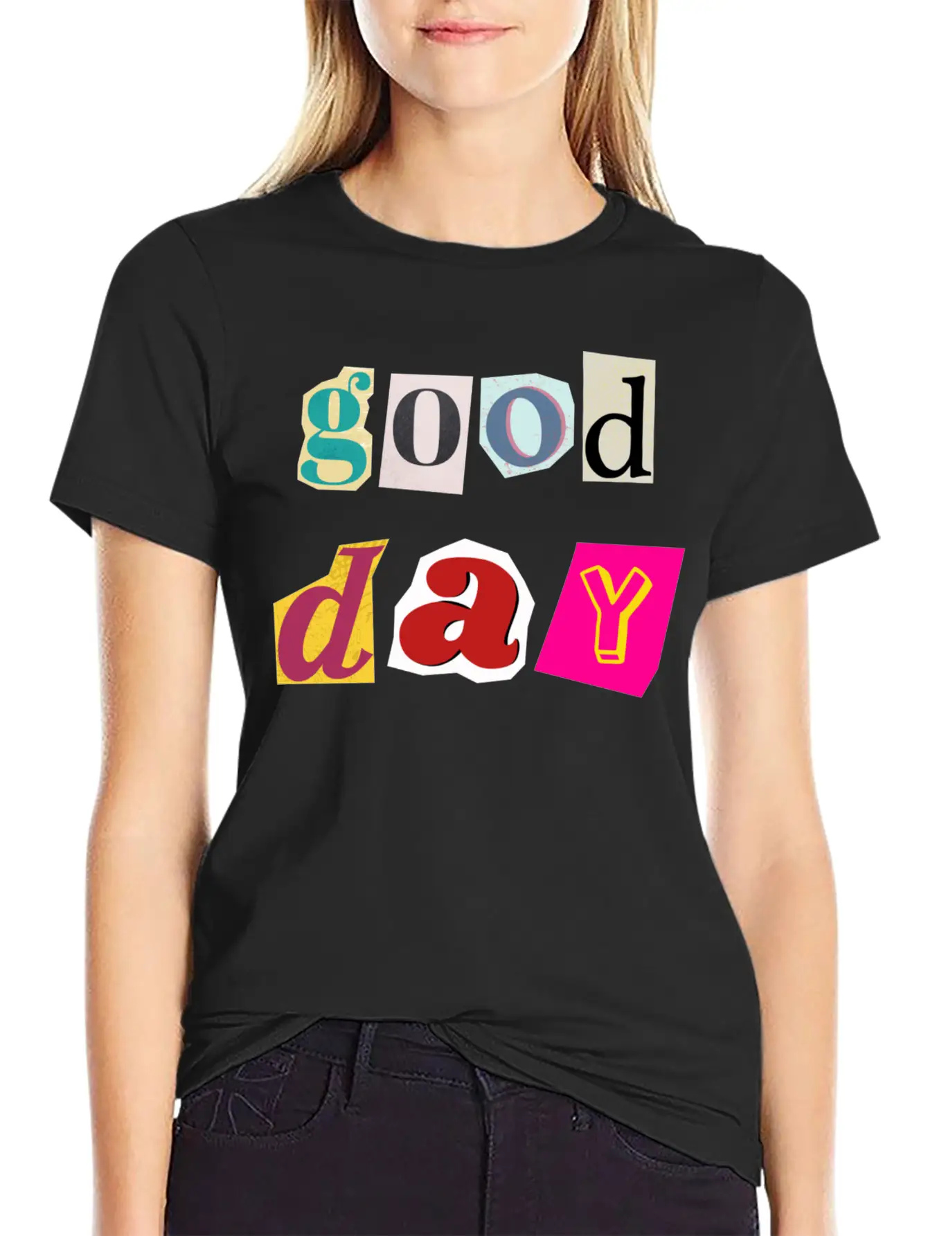 Vibrant Day Collage Comfortable Minimalist Graphic Tee – Summer Style Essential