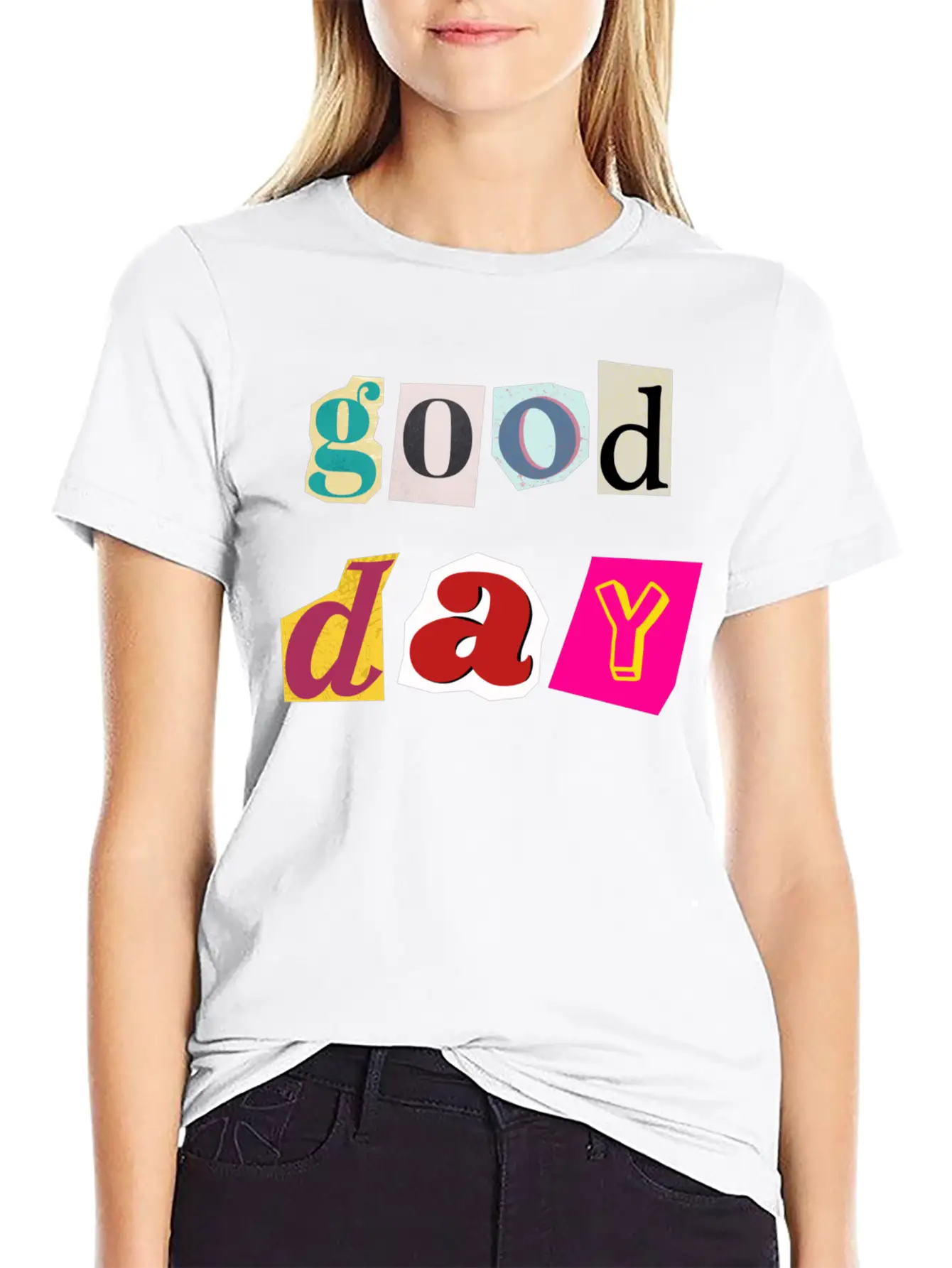 Vibrant Day Collage Comfortable Minimalist Graphic Tee – Summer Style Essential