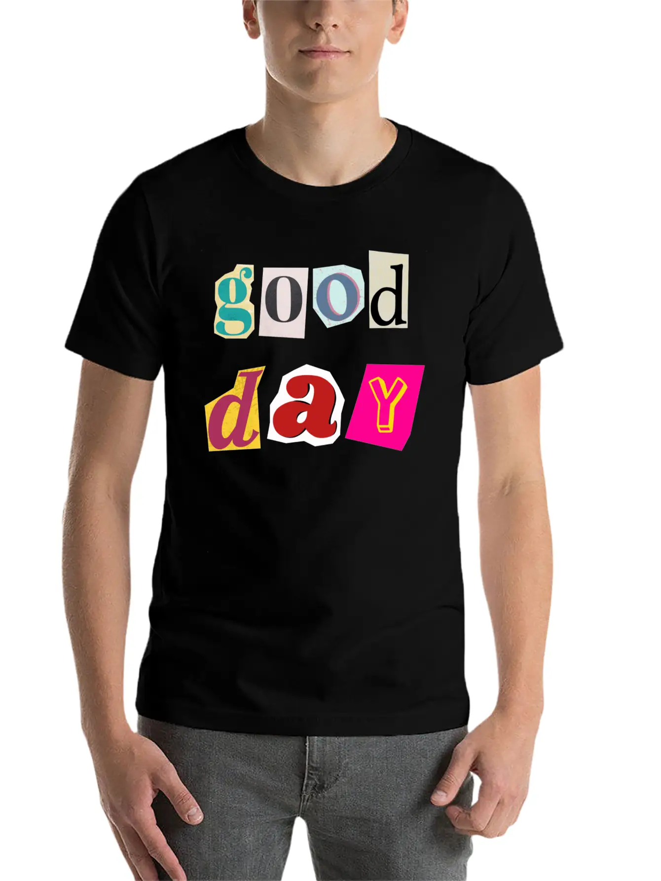 Vibrant Day Collage Comfortable Minimalist Graphic Tee – Summer Style Essential