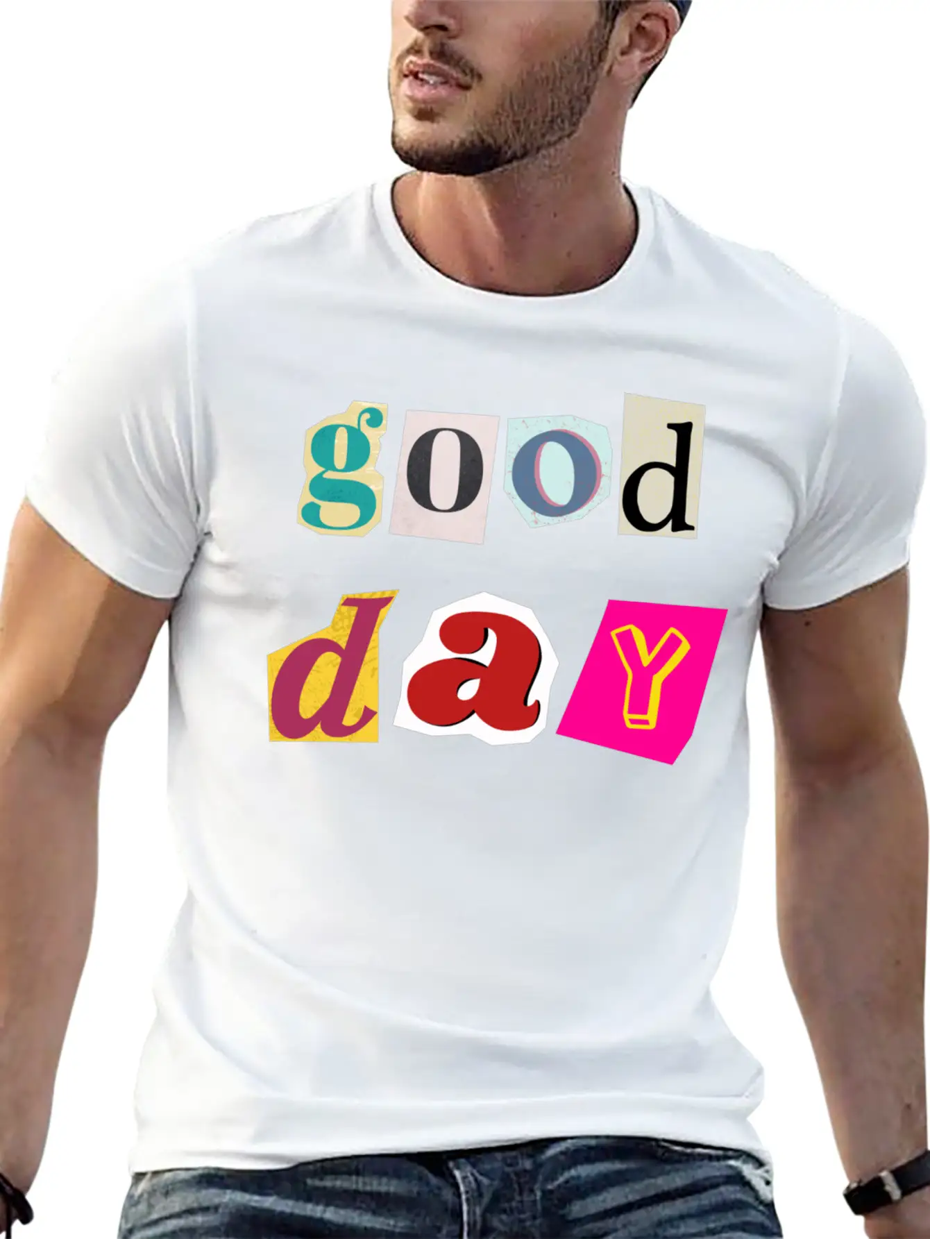 Vibrant Day Collage Comfortable Minimalist Graphic Tee – Summer Style Essential