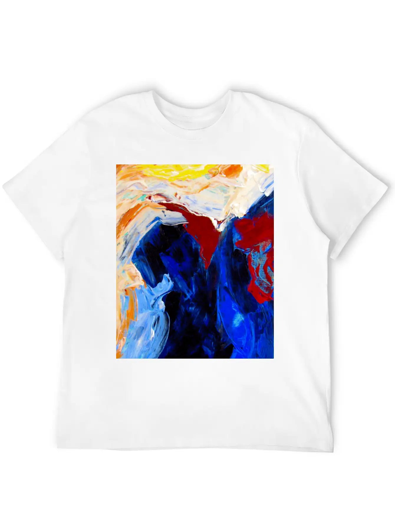 Vibrant Original Blue Abstract Painting Timeless Short Sleeve Tee – Comfy And Minimalist Design