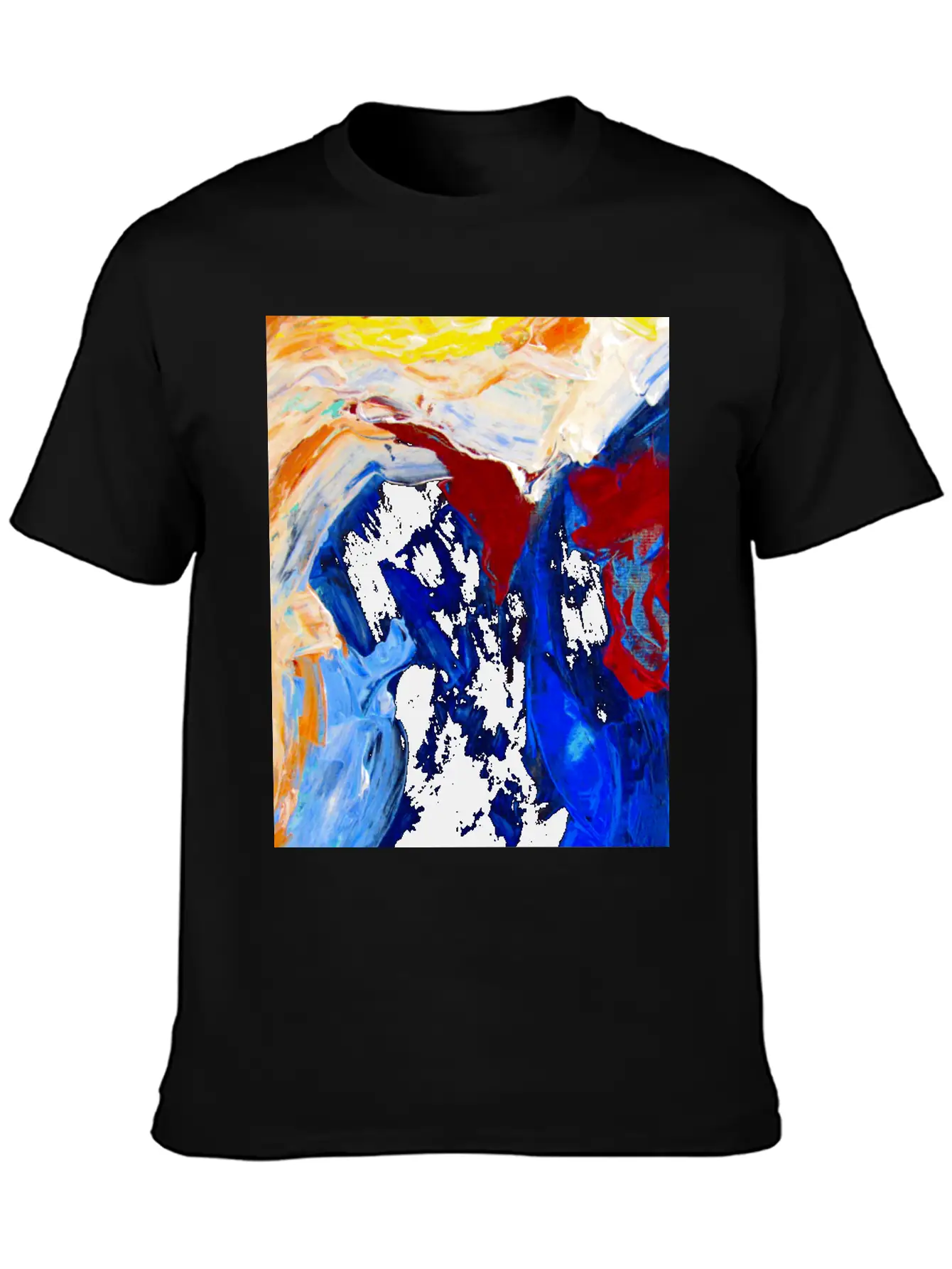 Vibrant Original Blue Abstract Painting Timeless Short Sleeve Tee – Comfy And Minimalist Design
