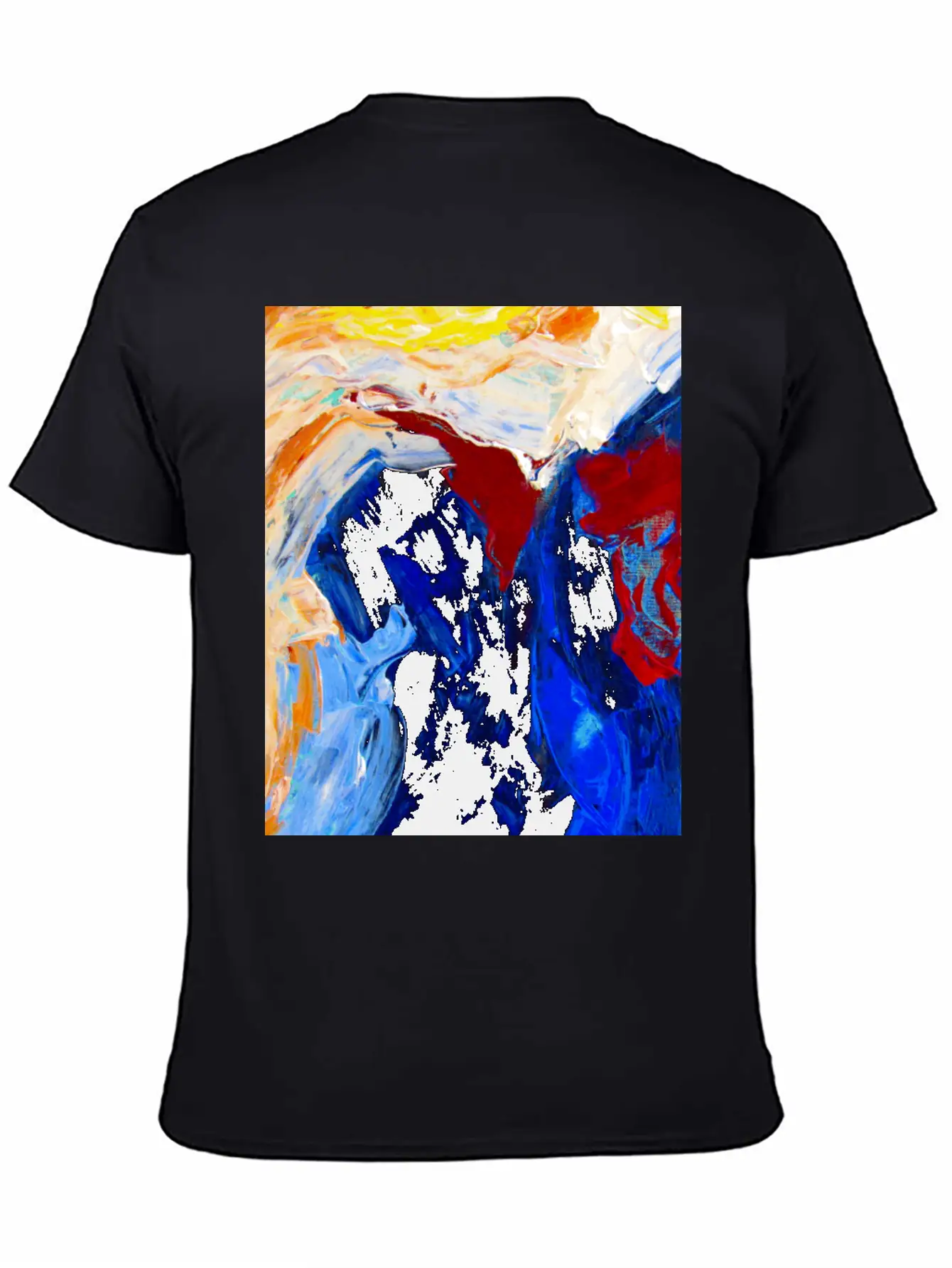 Vibrant Original Blue Abstract Painting Timeless Short Sleeve Tee – Comfy And Minimalist Design
