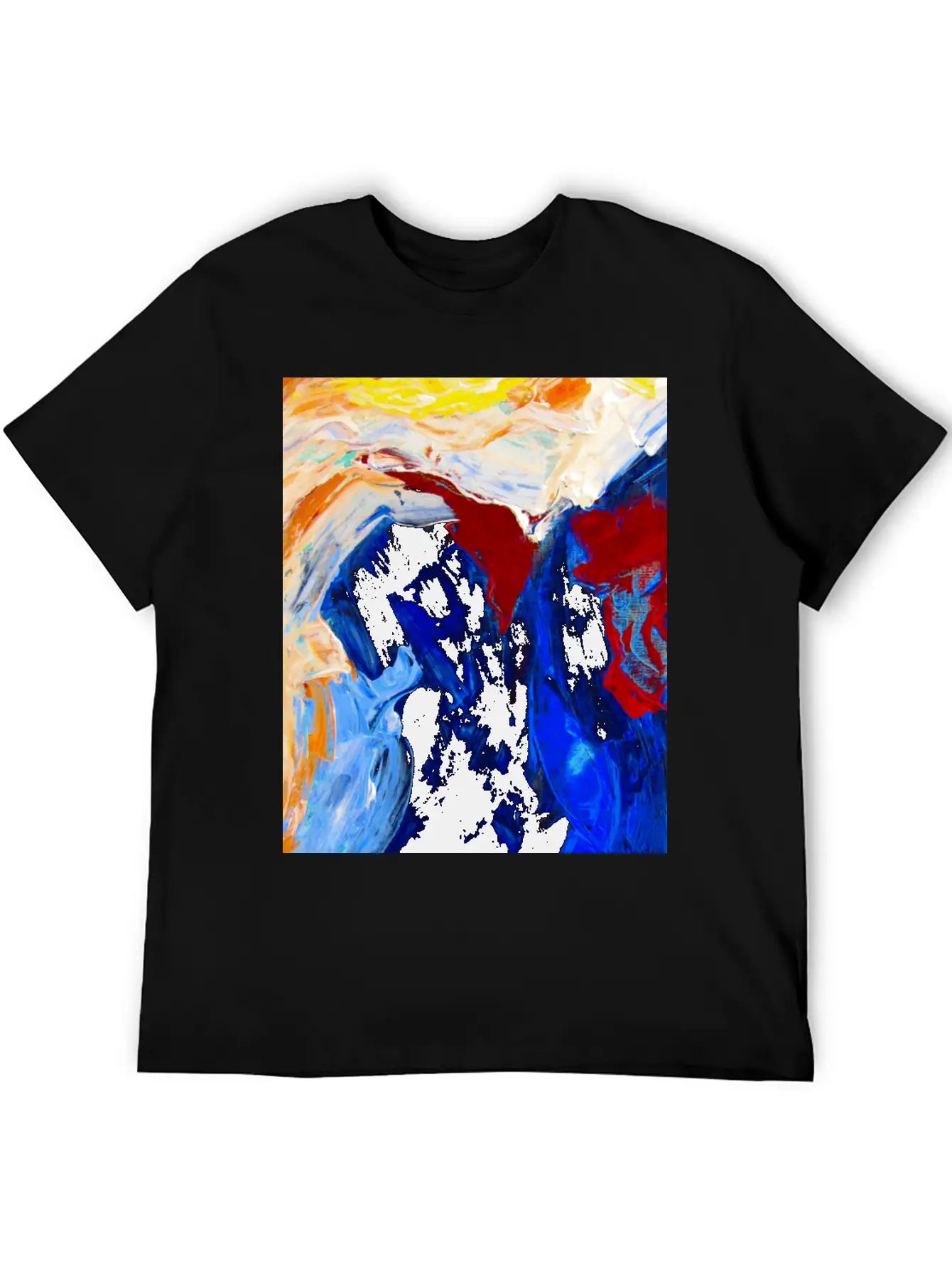 Vibrant Original Blue Abstract Painting Timeless Short Sleeve Tee – Comfy And Minimalist Design