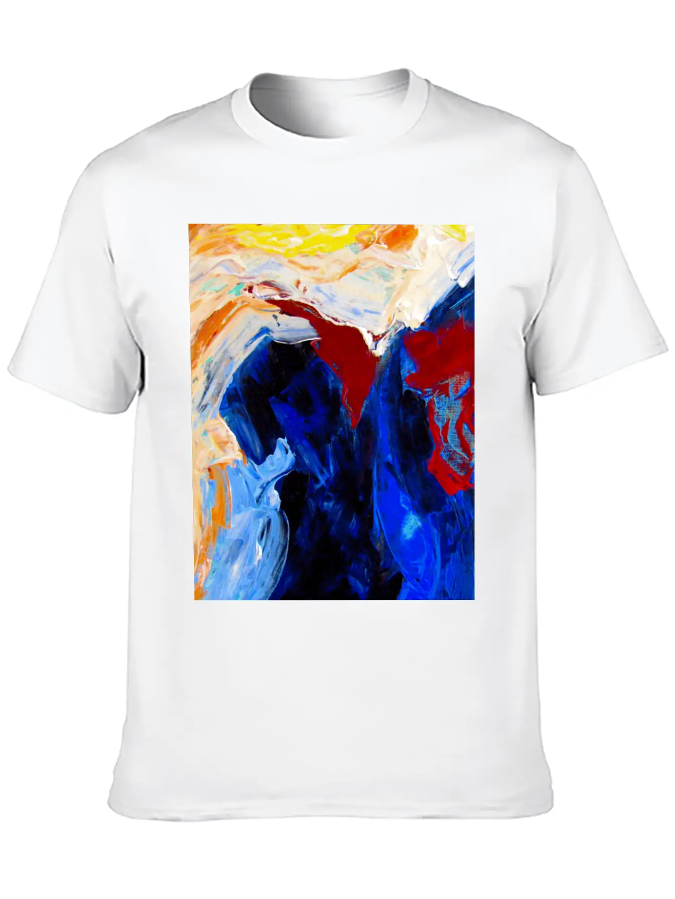 Vibrant Original Blue Abstract Painting Timeless Short Sleeve Tee – Comfy And Minimalist Design