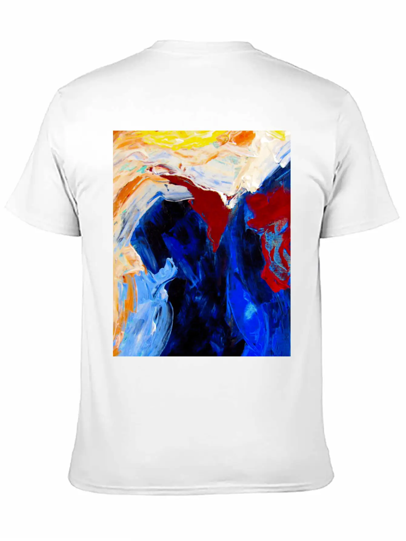 Vibrant Original Blue Abstract Painting Timeless Short Sleeve Tee – Comfy And Minimalist Design
