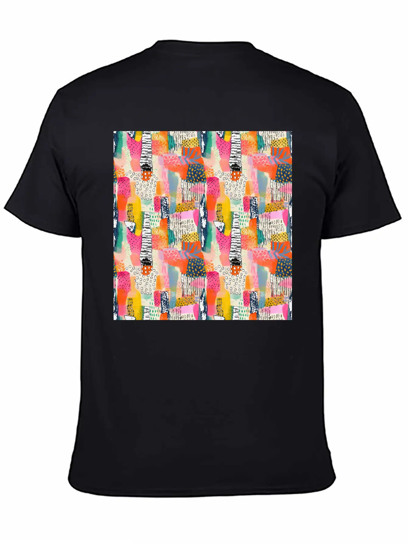 Vibrant Shapes Pattern Unisex Short Sleeve Soft Cotton T-Shirt – Casual Everyday Wear