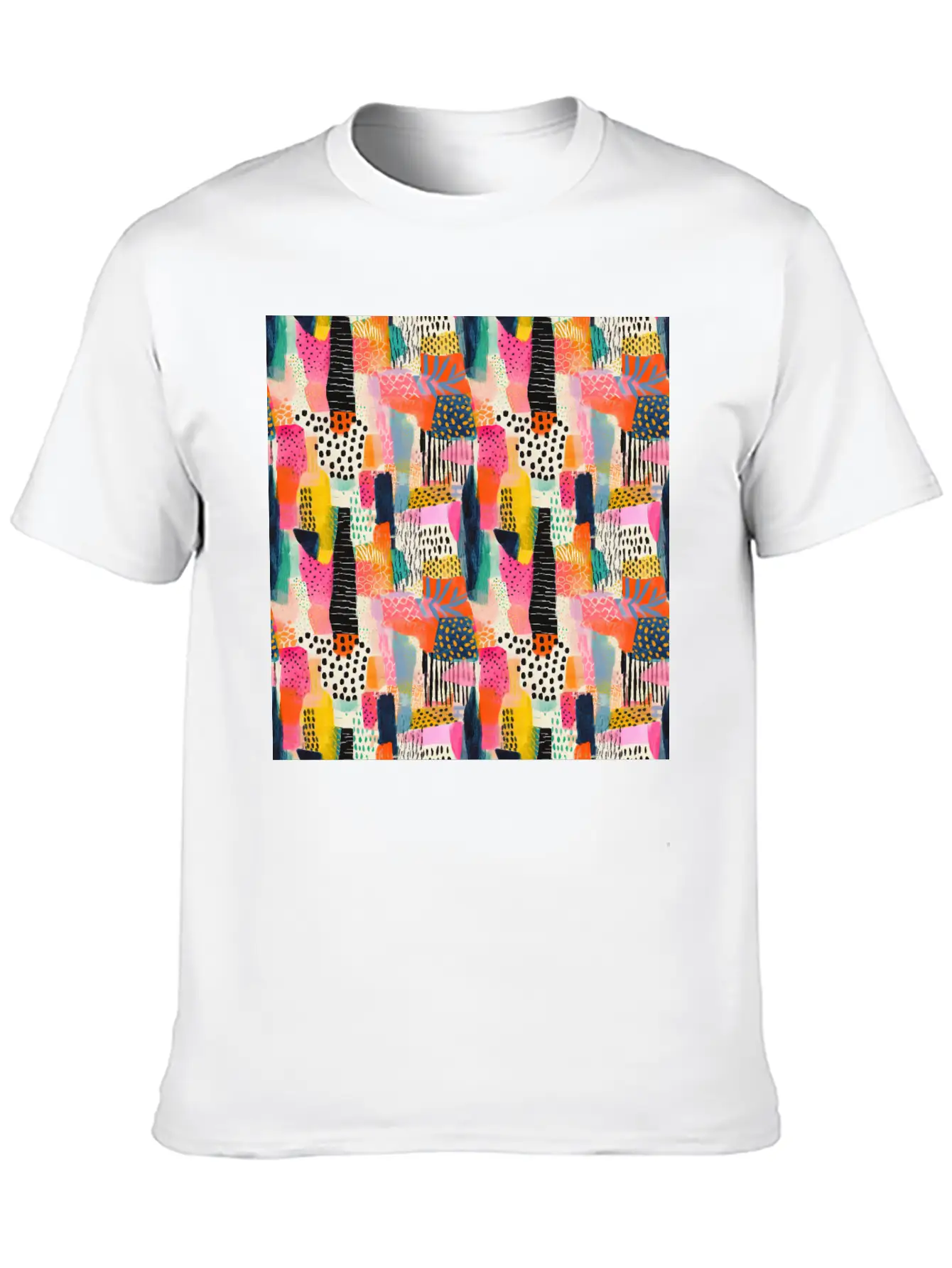 Vibrant Shapes Pattern Unisex Short Sleeve Soft Cotton T-Shirt – Casual Everyday Wear