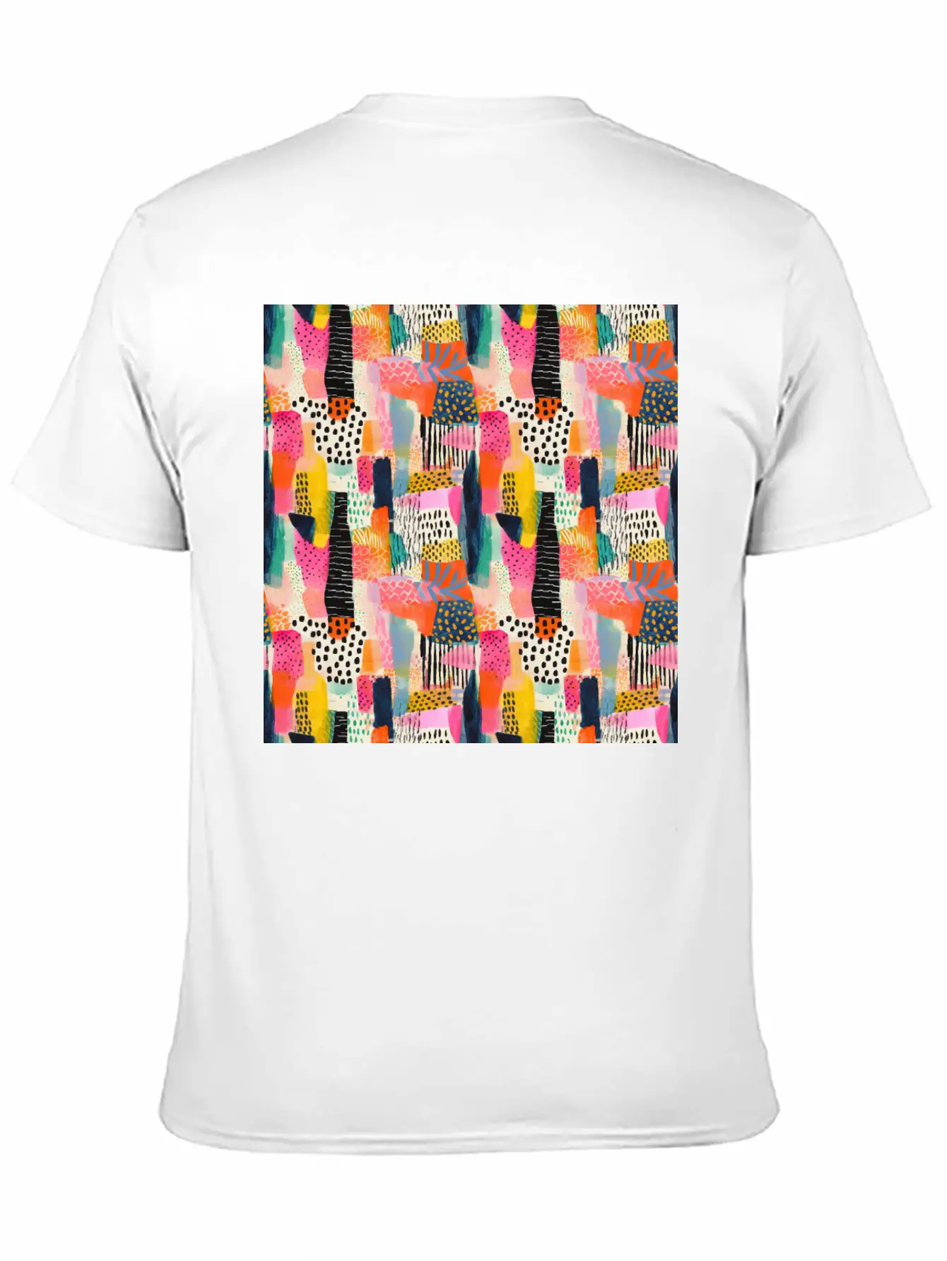 Vibrant Shapes Pattern Unisex Short Sleeve Soft Cotton T-Shirt – Casual Everyday Wear