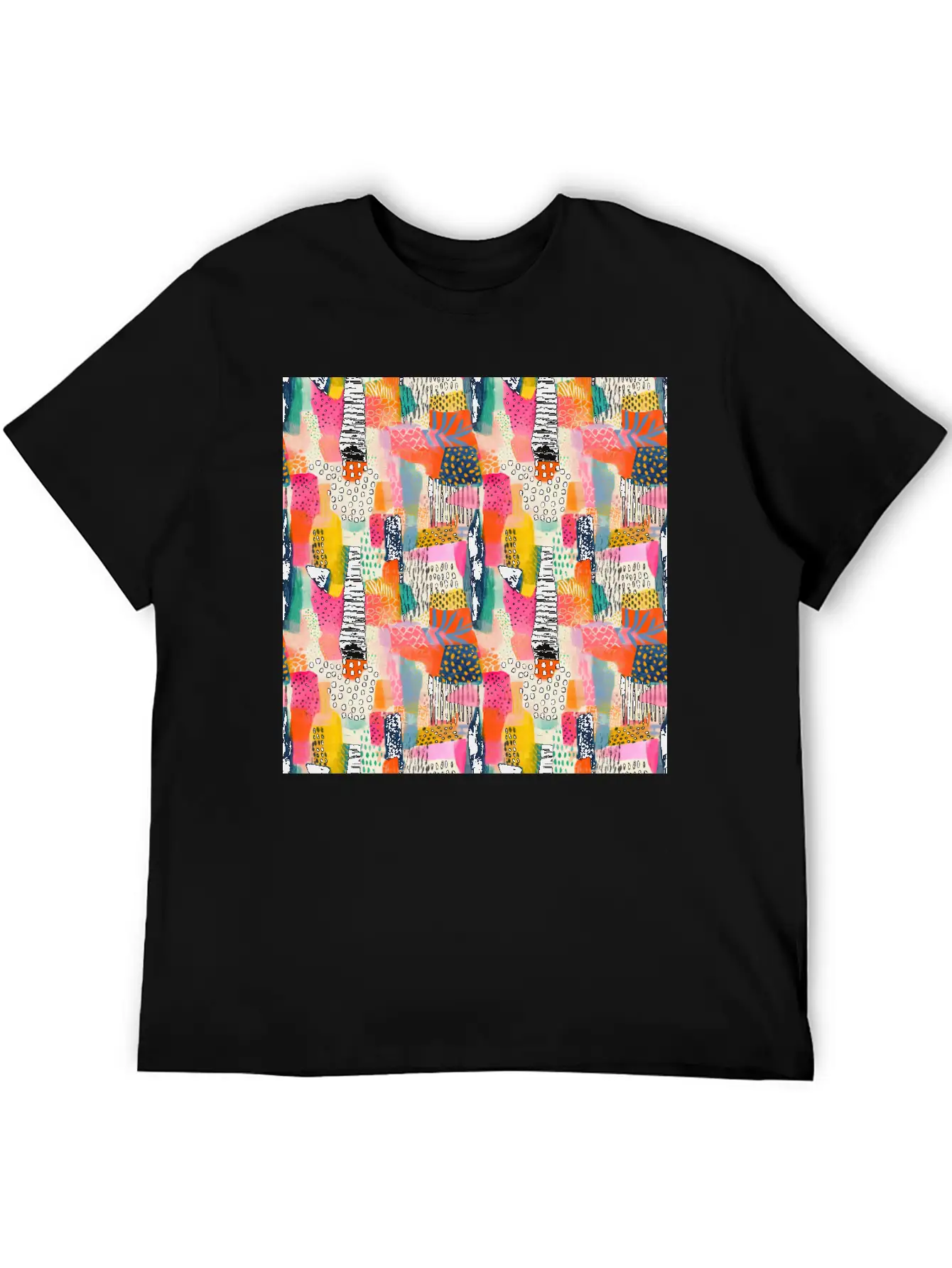 Vibrant Shapes Pattern Unisex Short Sleeve Soft Cotton T-Shirt – Casual Everyday Wear