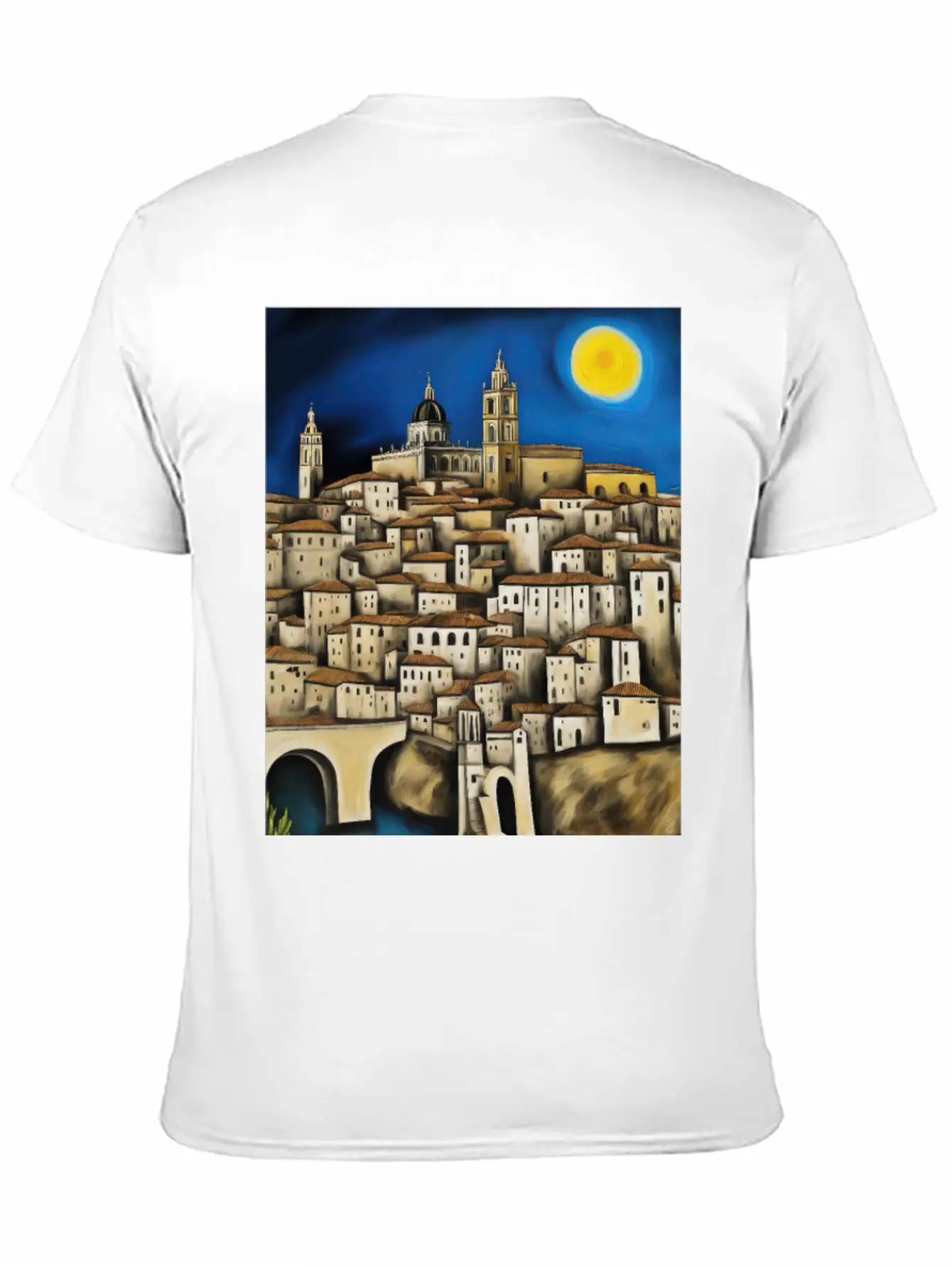 View Of Toledo - Surreal Cityscape Painting Unisex Short Sleeve Soft Cotton T-Shirt – Casual Everyday Wear