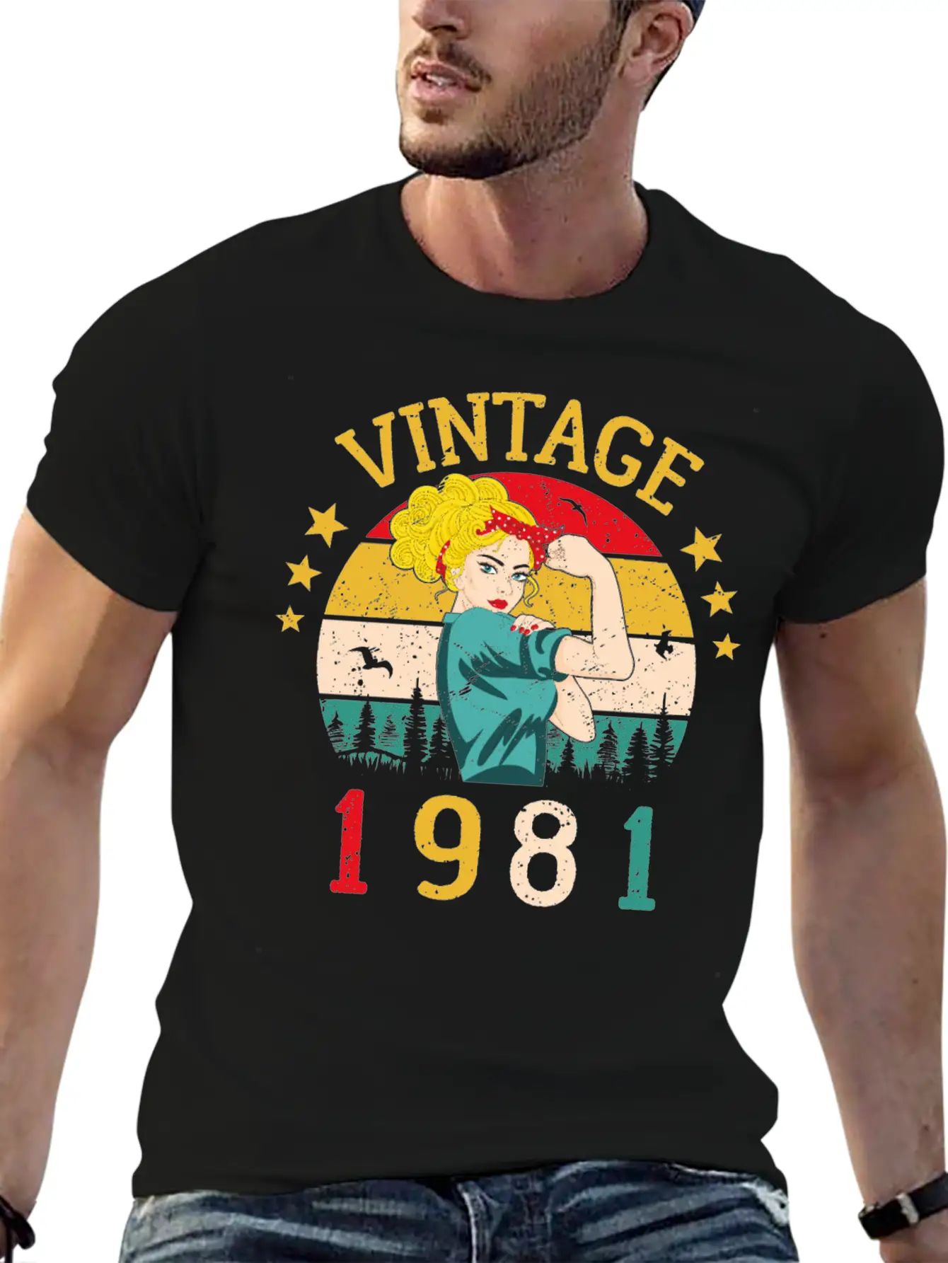 Vintage 1981 Birthday Retro Vintage Gift Essential Unisex Summer Tee – Soft Cotton Casual Fit