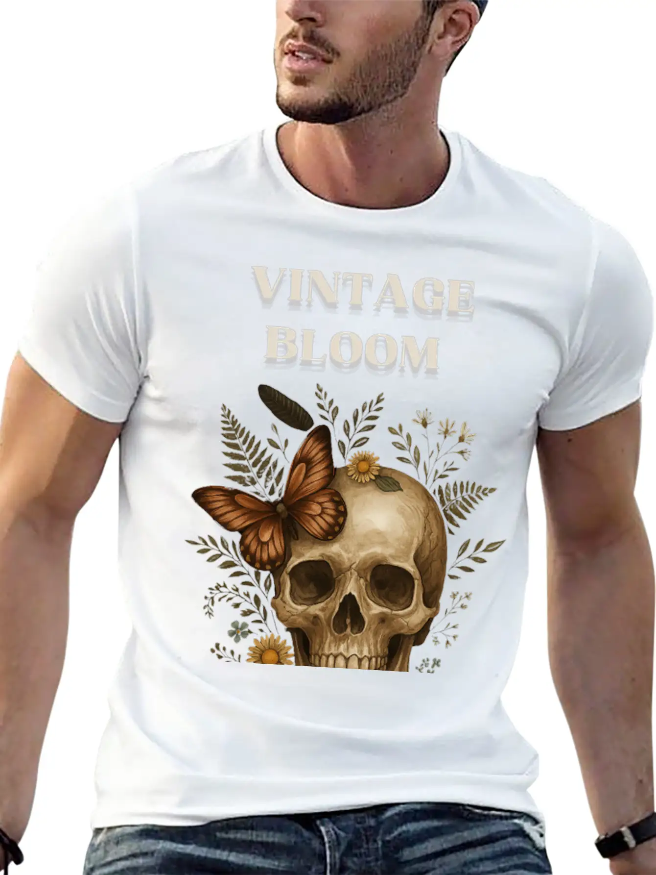 Vintage Bloom – Art Of Life & Decay Unisex Short Sleeve Soft Cotton T-Shirt – Casual Everyday Wear