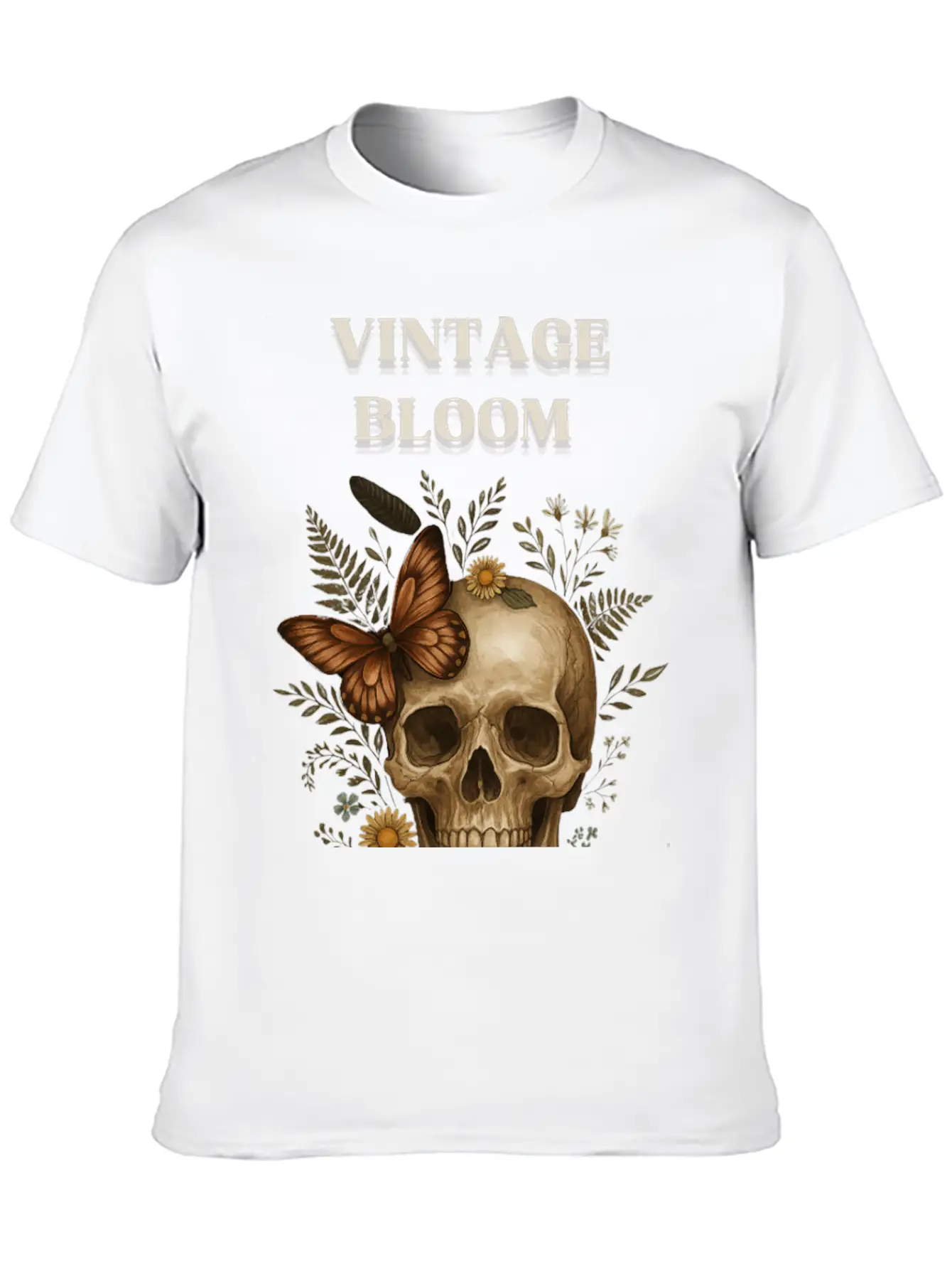 Vintage Bloom – Art Of Life & Decay Unisex Short Sleeve Soft Cotton T-Shirt – Casual Everyday Wear