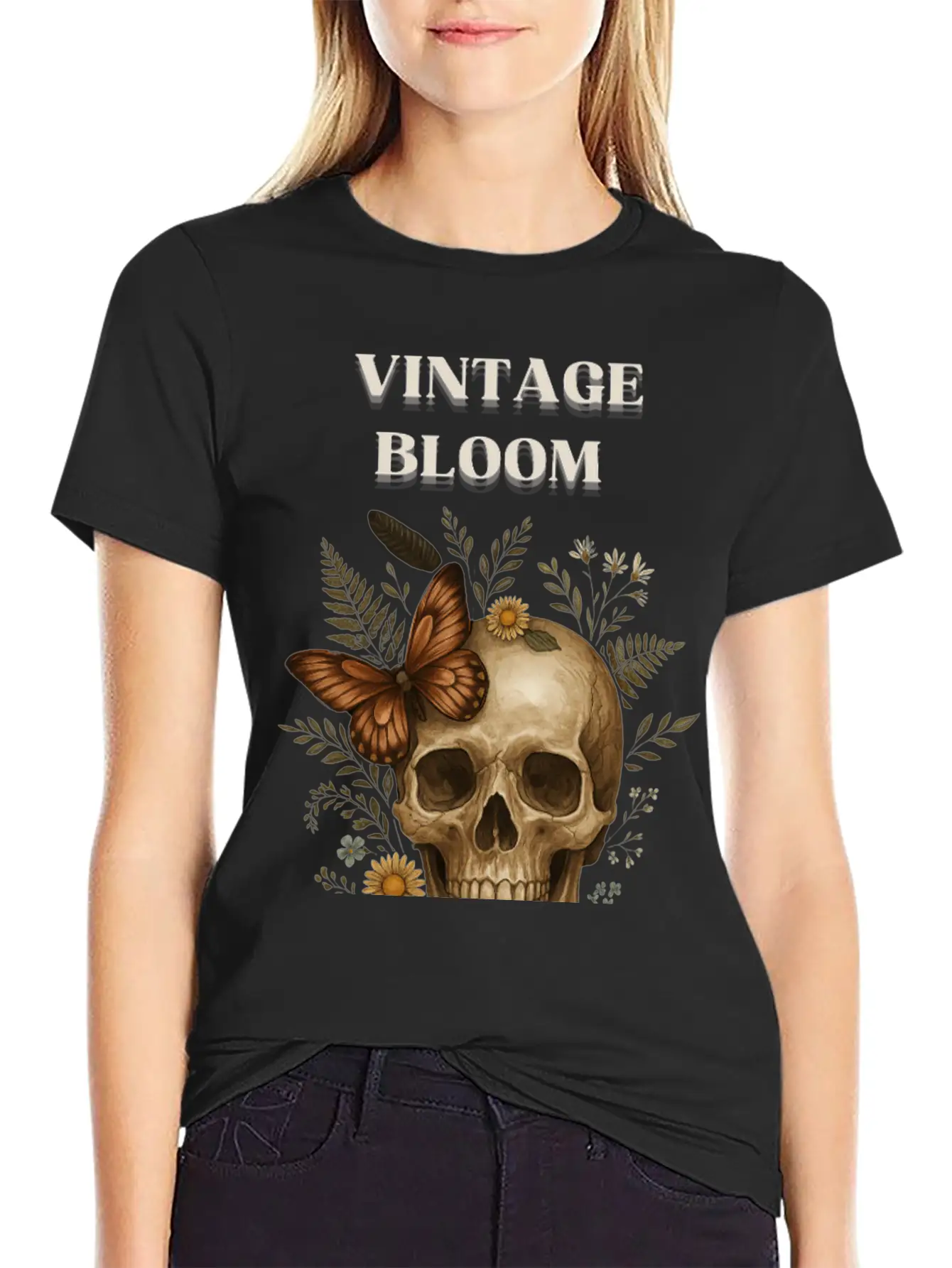 Vintage Bloom – Art Of Life & Decay Unisex Short Sleeve Soft Cotton T-Shirt – Casual Everyday Wear