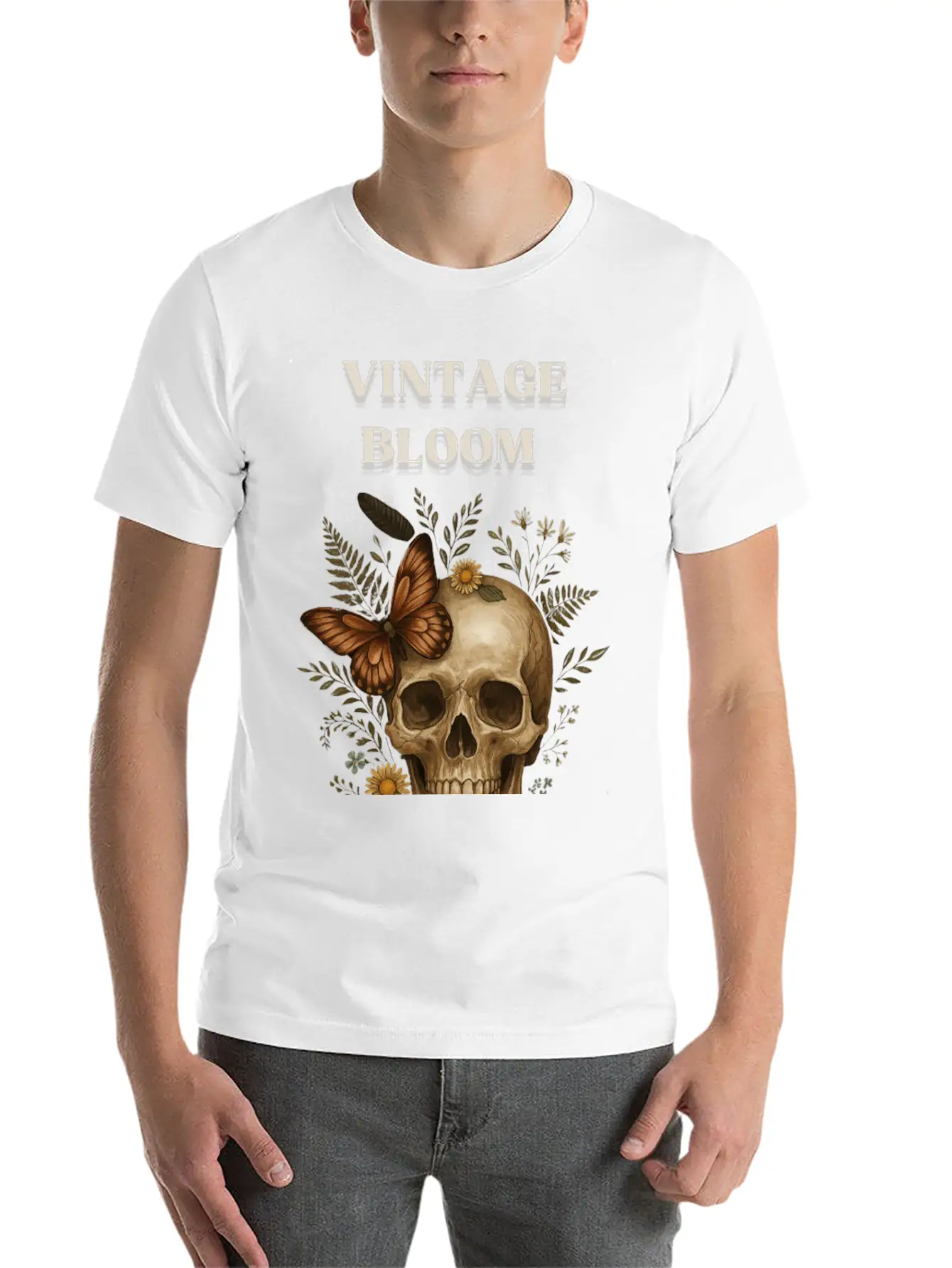 Vintage Bloom – Art Of Life & Decay Unisex Short Sleeve Soft Cotton T-Shirt – Casual Everyday Wear