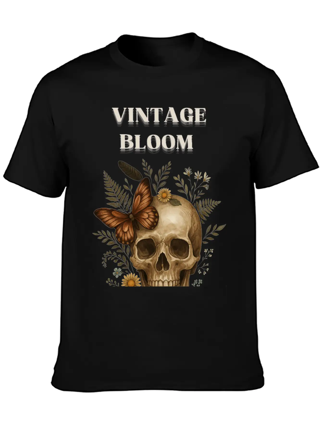 Vintage Bloom – Art Of Life & Decay Unisex Short Sleeve Soft Cotton T-Shirt – Casual Everyday Wear