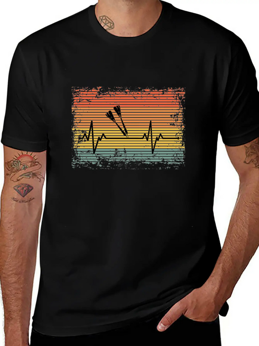 Vintage Heartbeat Dart Player Pule Gift Idea Comfortable Minimalist Graphic Tee – Summer Style Essential
