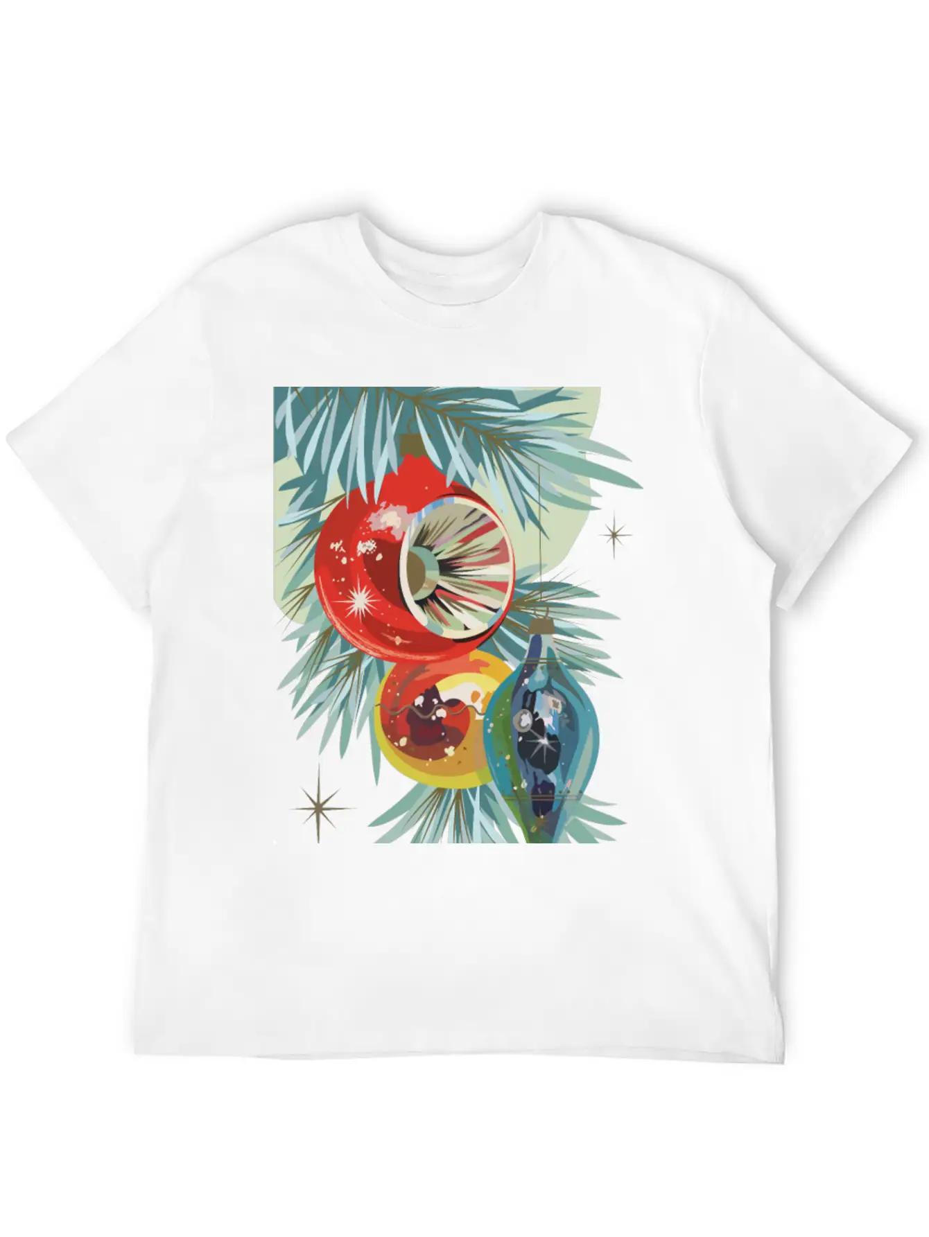 Vintage Retro Christmas Bulbs Holiday Unisex Short Sleeve Soft Cotton T-Shirt – Casual Everyday Wear