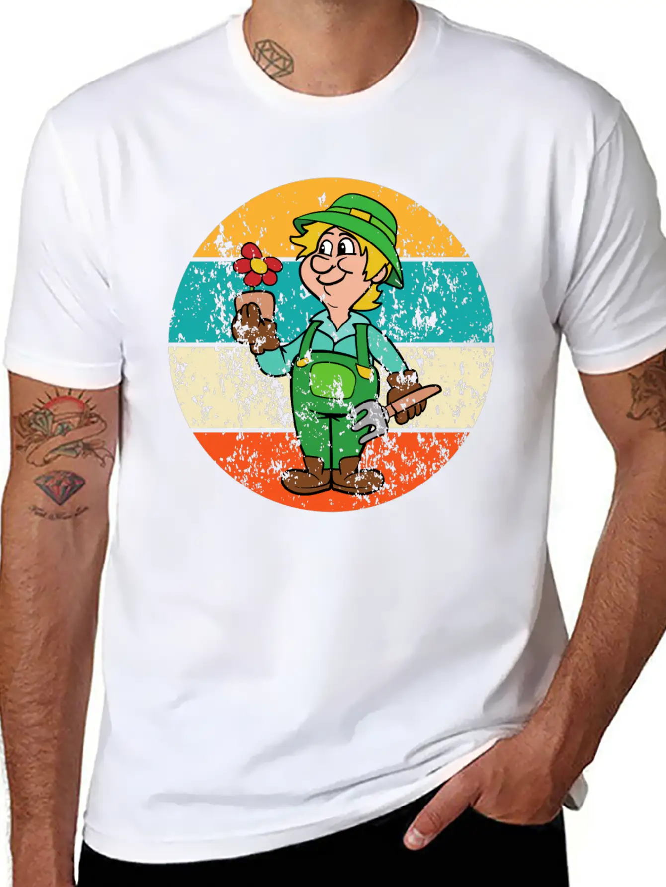Vintage Retro Flower Gardener Gardening Garden Basic Graphic T-Shirt – Daily Comfort In Soft Cotton