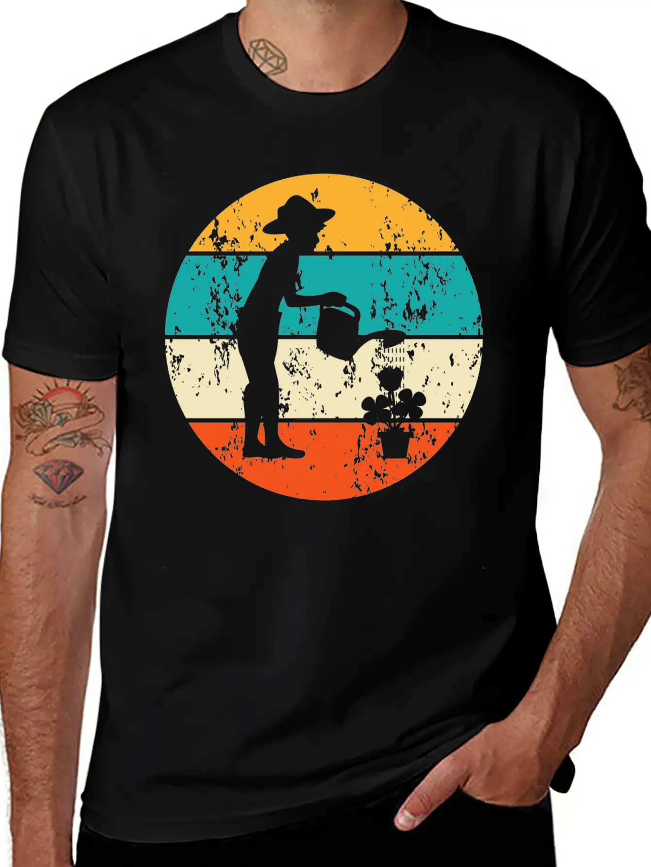 Vintage Retro Gardener Gardening Garden Flowers Unisex Short Sleeve Soft Cotton T-Shirt – Casual Everyday Wear