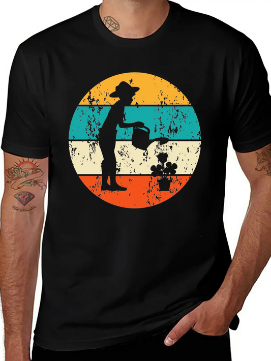 Vintage Retro Gardener Gardening Garden Flowers Unisex Short Sleeve Soft Cotton T-Shirt – Casual Everyday Wear